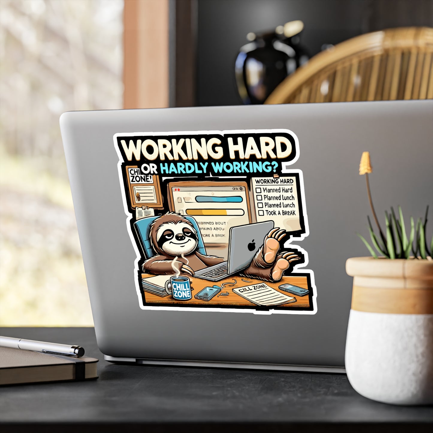 Working Hard or Hardly Working - Working hard Sticker for Laptop Sticker. Water Bottle Sticker, Vinyl Hardly working Decal - Working hard Gift