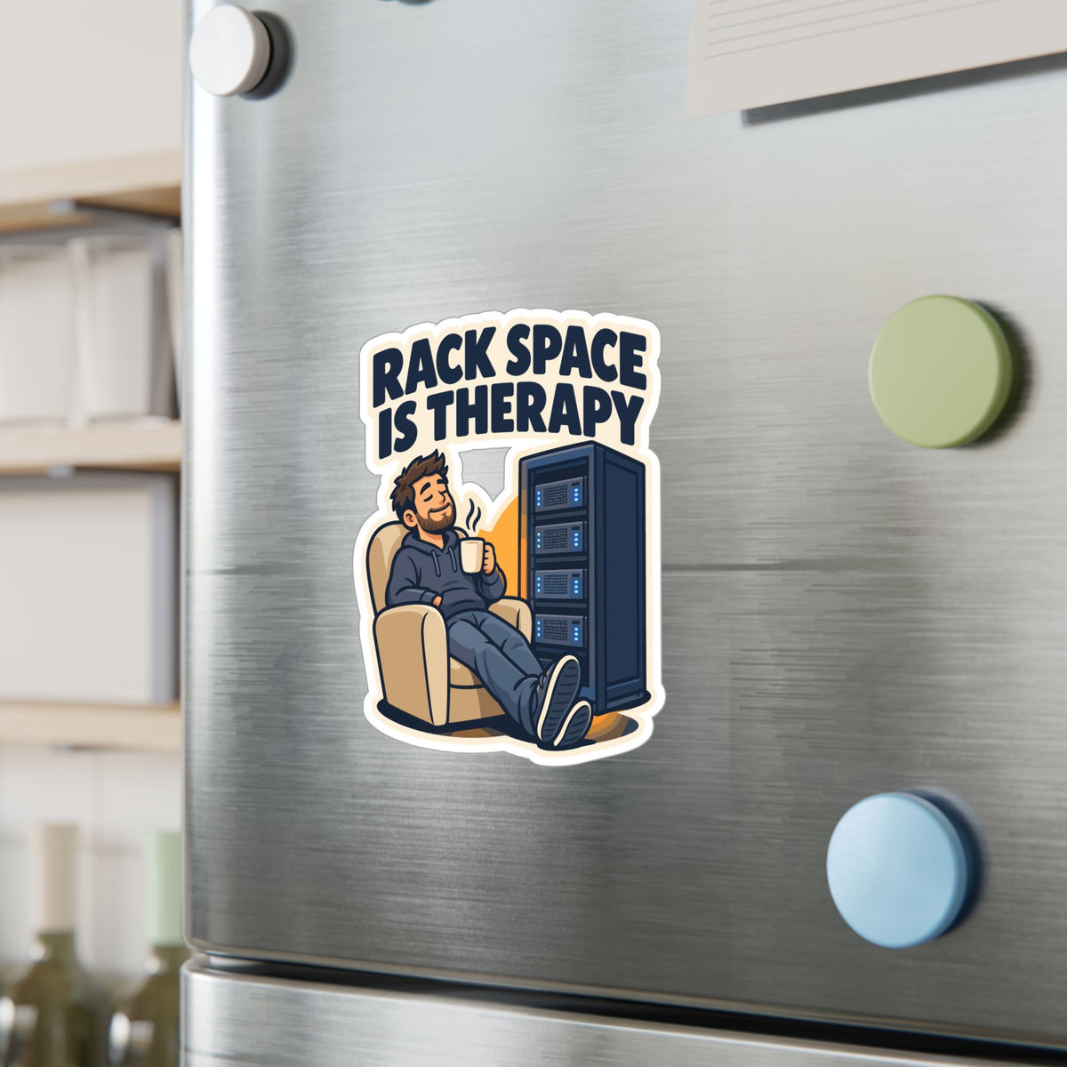 tech Sticker – Rack Space Is Therapy, Reboot Button and Bandage Humor Decals for Laptop and Water Bottle