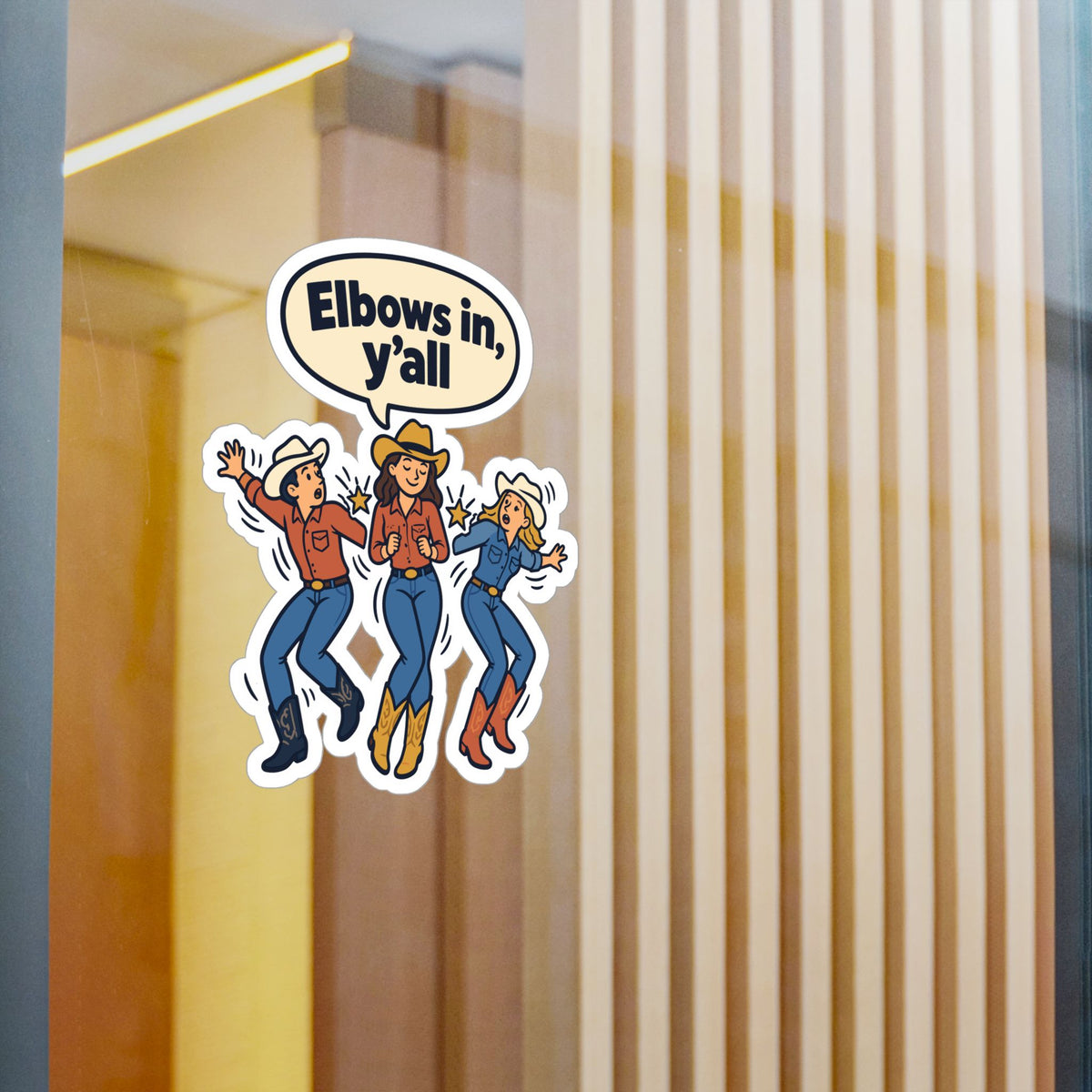 Line Dance Sticker - Elbows in, y’all - Western Country Life Design for Dancers, Laptop and Water Bottle Decals