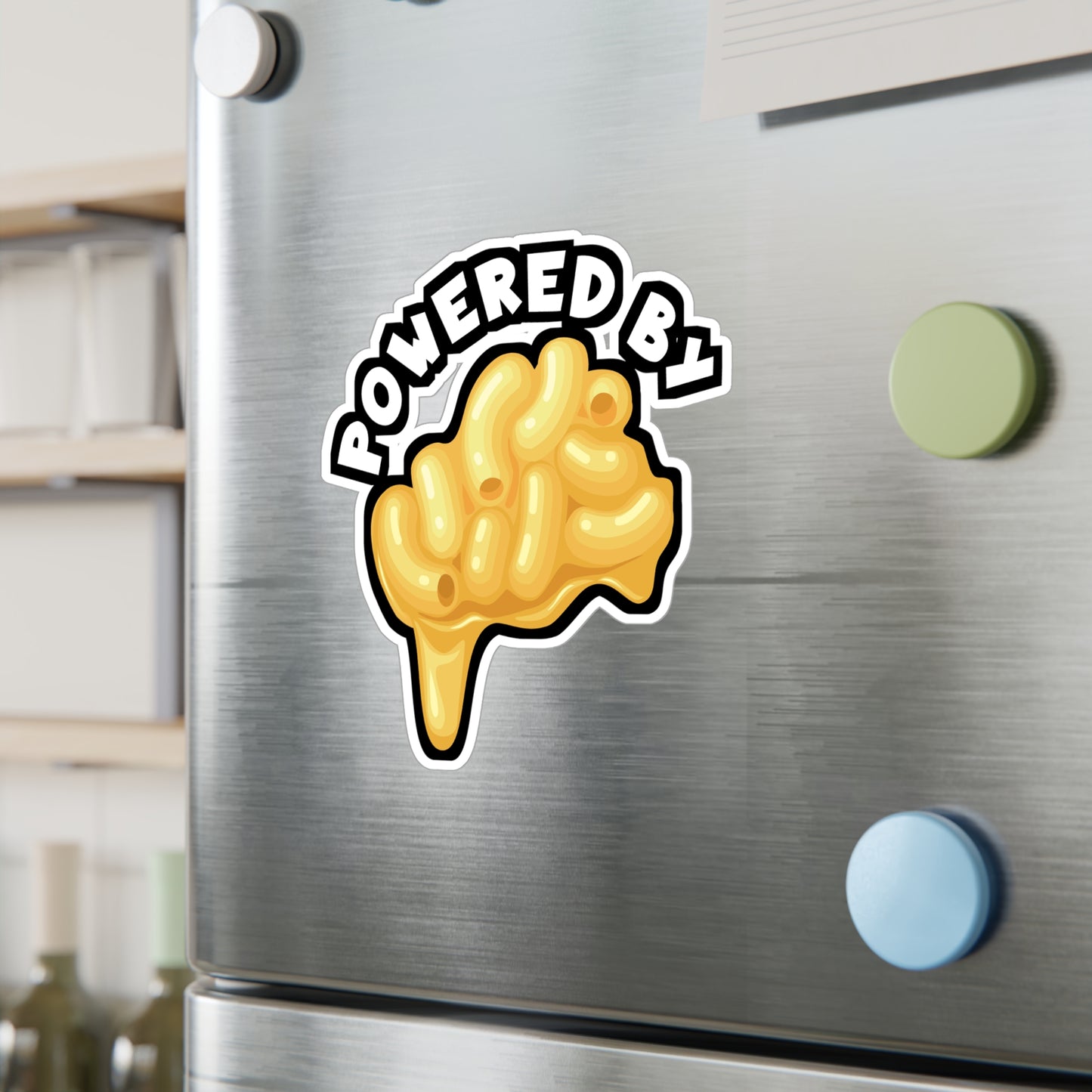 Powered by Mac & Cheese - Macaroni Sticker for Laptop Sticker. Water Bottle Sticker, Vinyl Mac Decal - Macaroni Gift