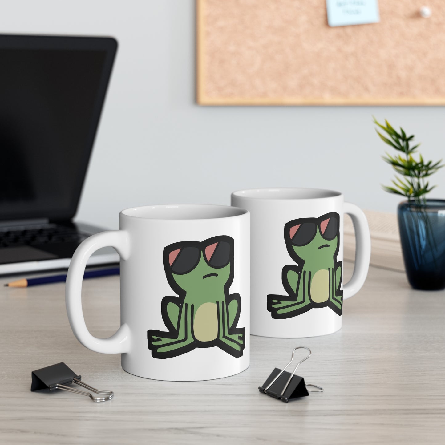 Frog with Sunglasses - Frog Mug for Coffee 11oz. Frog Cup, White ceramic, Sunglasses Mug, Cool Tea Cup - Frog Gift