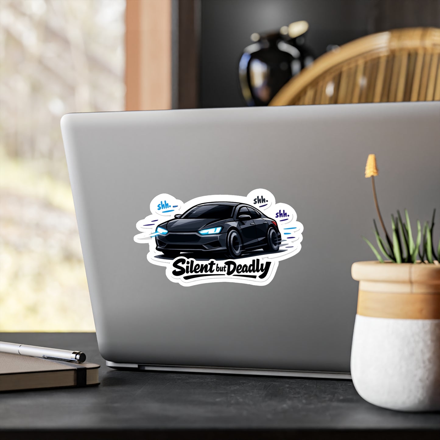 Electric Car Sticker Silent but Deadly Funny electric vehicle decal, Waterproof Vinyl decals for Laptop, Water Bottle, rechargeable battery vibe