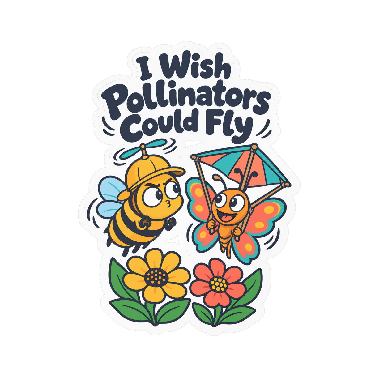 Plants Sticker - I Wish Pollinators Could Fly, Dandelion Decals for Laptop or Water Bottle, Friendship Gift for Nature Lovers