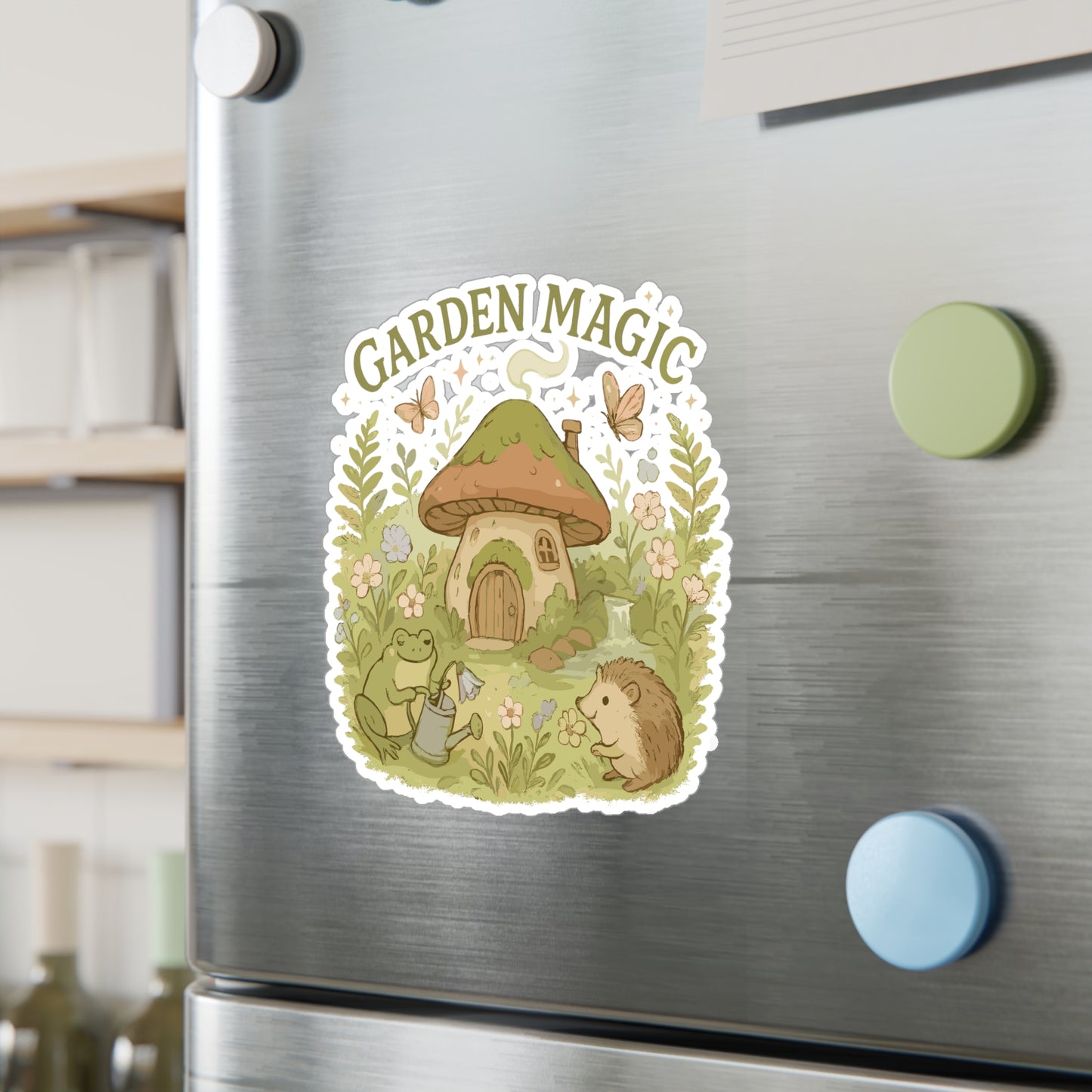 Whimsical Sticker "Garden Magic" Decals– Dreamy Fairytale Mushroom Waterproof Vinyl for Laptop, Water Bottle