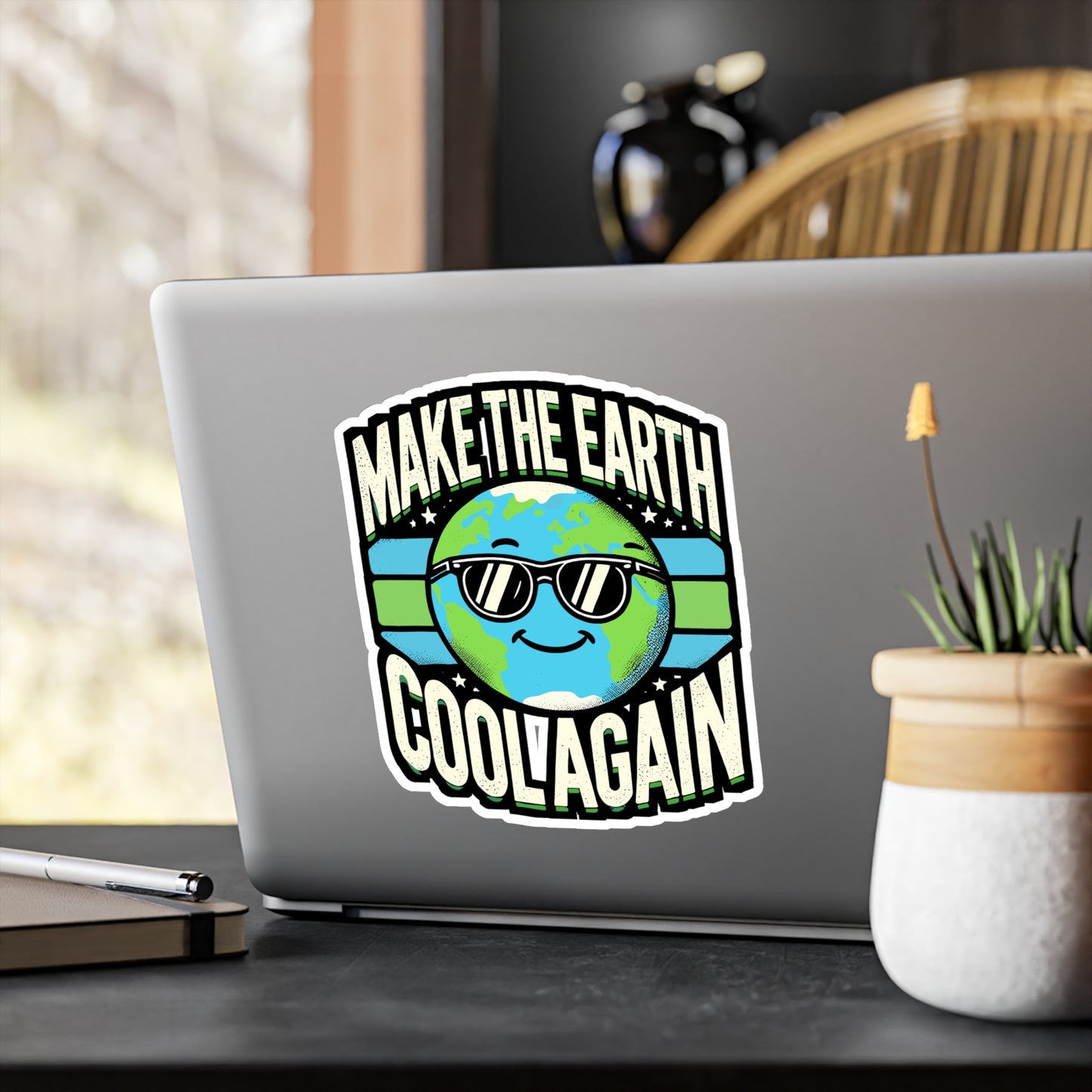 Make The Earth Cool Again - Environmental Sticker for Laptop Sticker. Water Bottle Sticker, Vinyl Earth Decal - Environmental Gift
