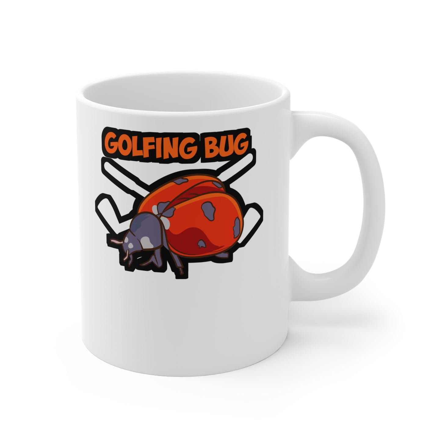 Golfing Bug - Golf Mug for Coffee 11oz. Golf Cup, White ceramic, Golfer Mug, Hole Tea Cup - Golf Gift