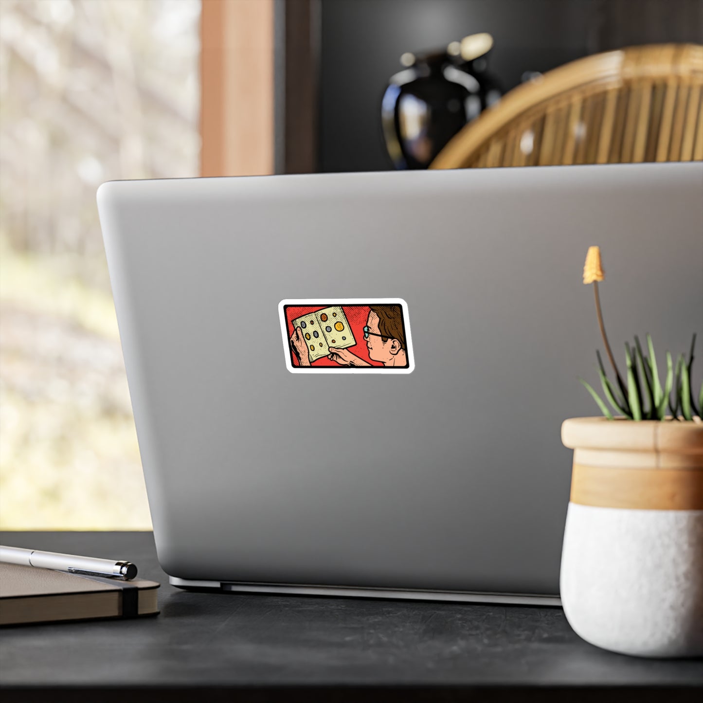 Coin Collector reading his album - Coin-collection Sticker for Laptop Sticker. Water Bottle Sticker, Vinyl Relic Decal - Coin-collection Gift