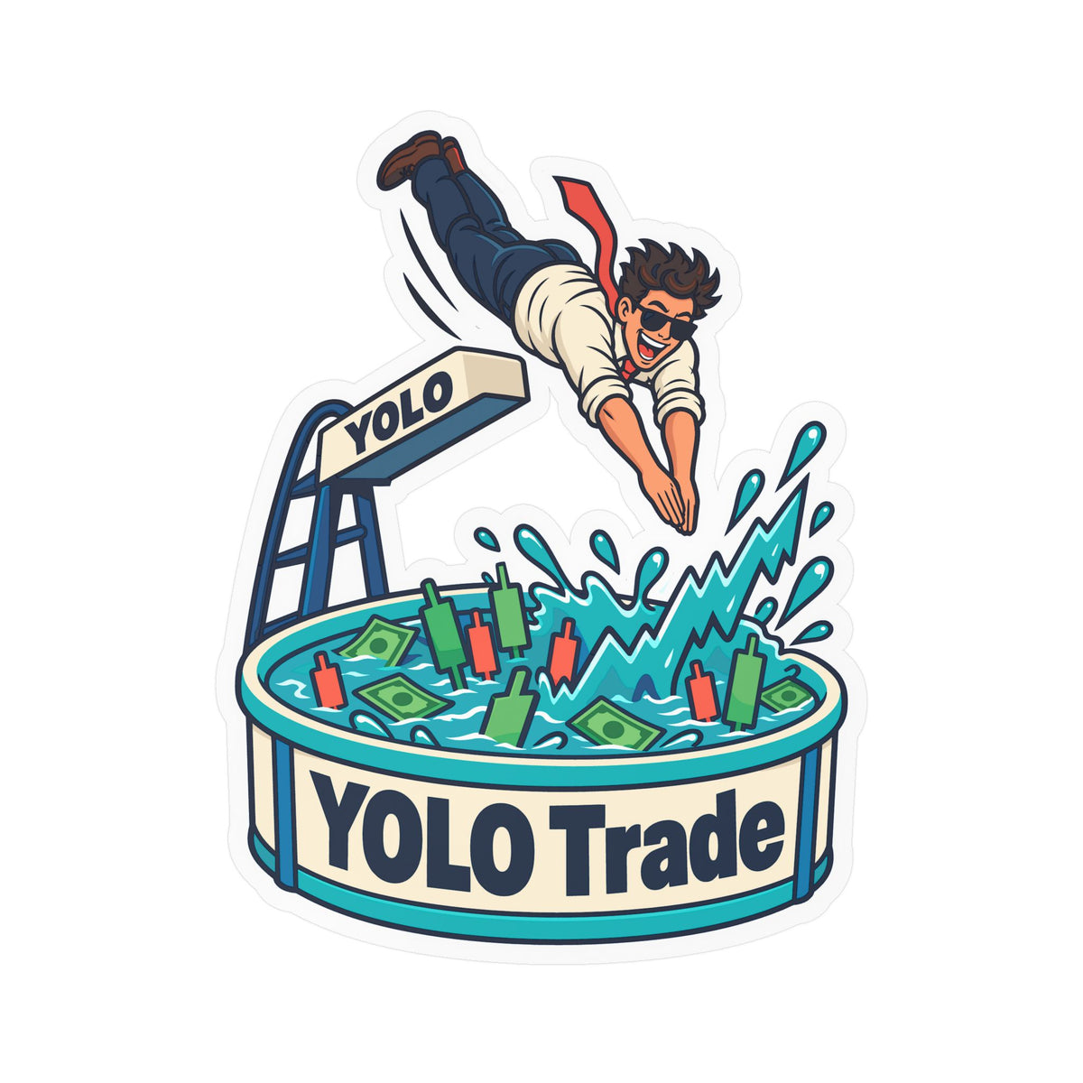 Day Trading Sticker - YOLO Trade Design for the Stock Market and Forex Trader, Laptop and Water Bottle Decals