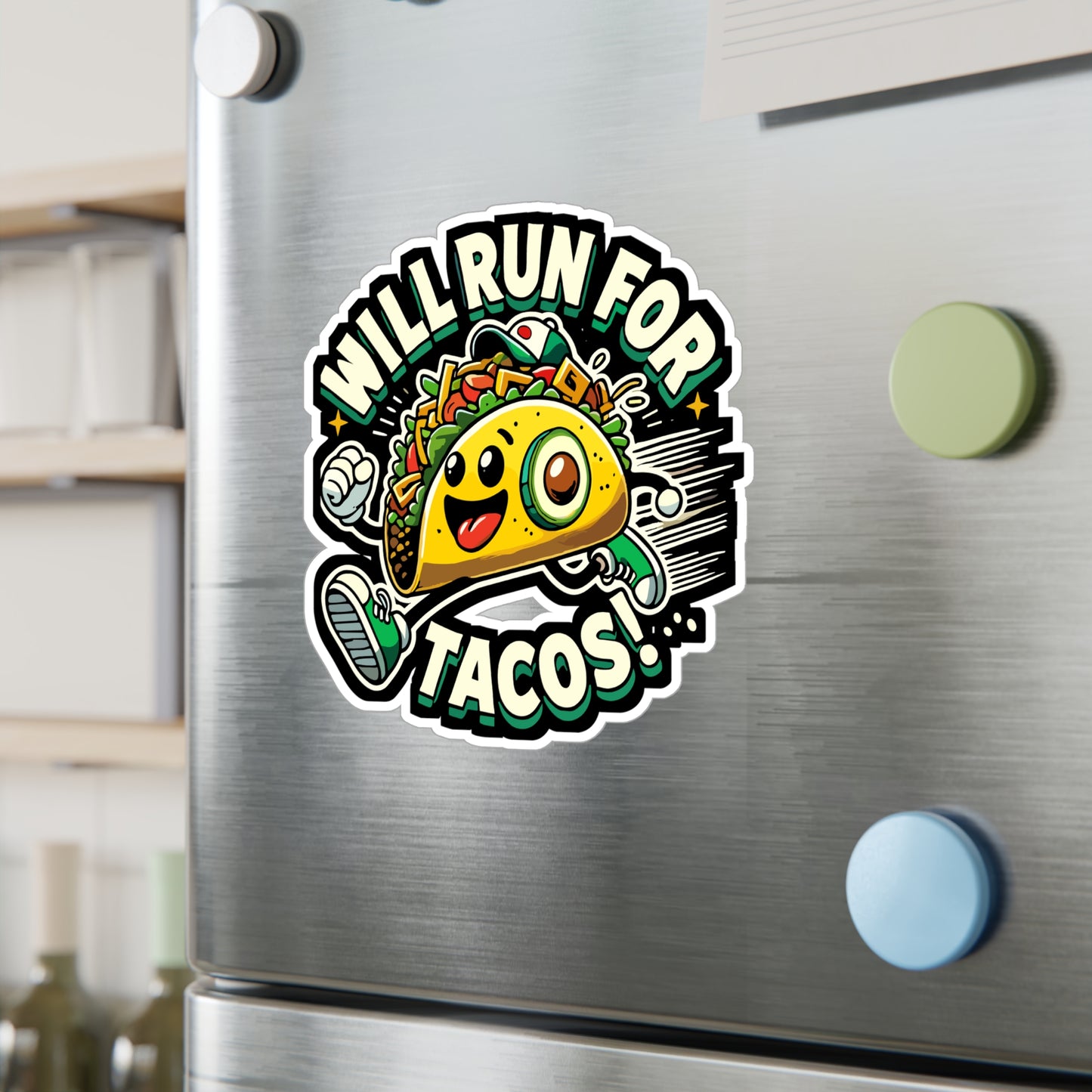 Will Run for Tacos - Taco Sticker for Car Window Laptop Sticker. Water Bottle Sticker, Vinyl Fitness Decal, Run Sticker - Taco Gift