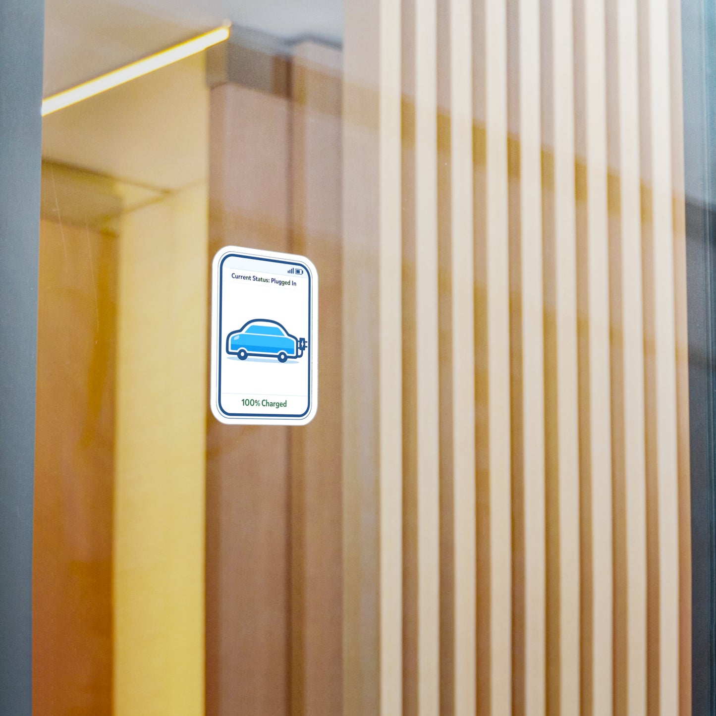 Electric Car Sticker "Current Status: Plugged In" – Waterproof Vinyl decals for Laptop, Water Bottle, Electric Vehicle Rechargeable Battery