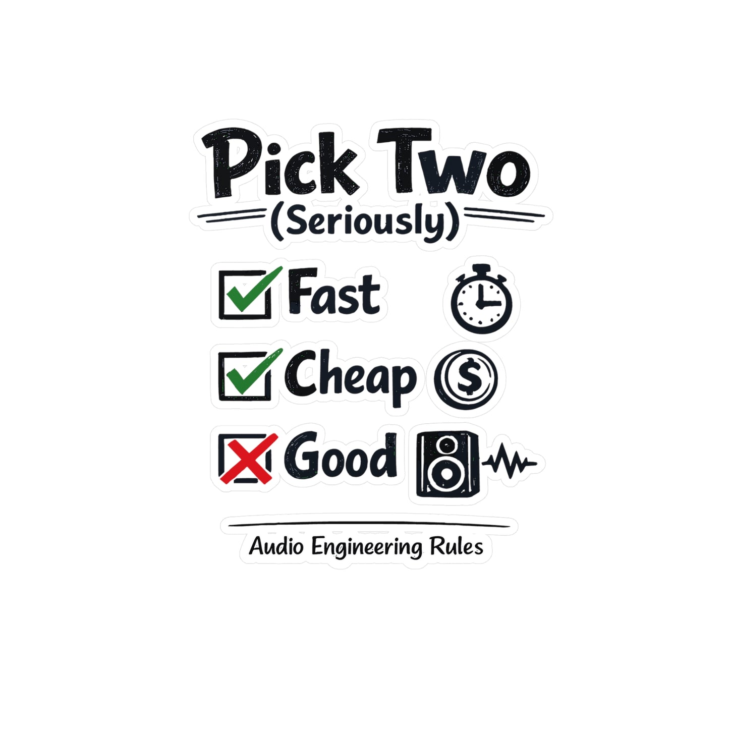 Audio Engineer Sticker Pick Two (Seriously) Funny Sound Engineer Decals Vinyl Waterproof for Laptop Water Bottle Audio Technician Monitor