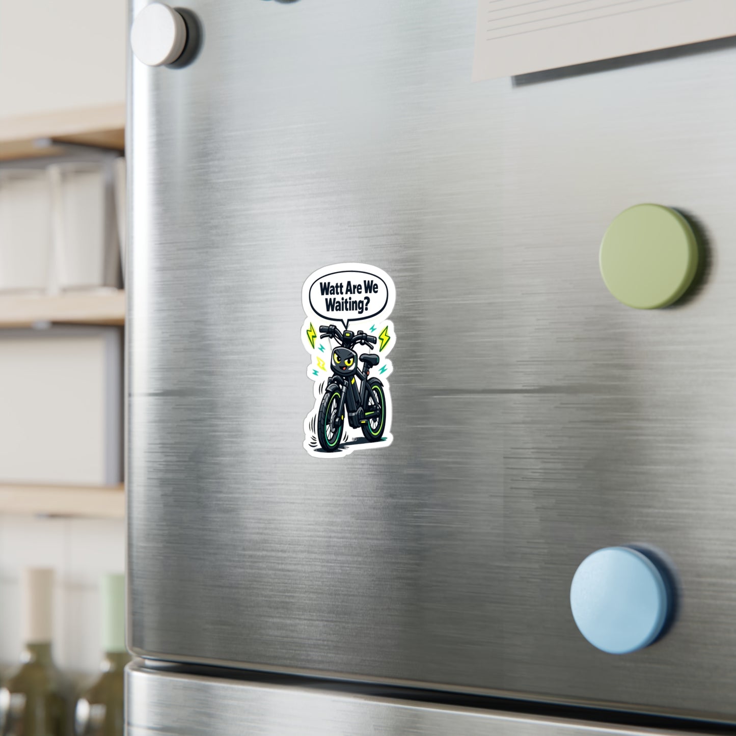 E-Bike Sticker Watt Are We Waiting? Funny Electric Bike Decals, Waterproof Vinyl for Laptop, Water Bottle, E Cycling E Cyclist