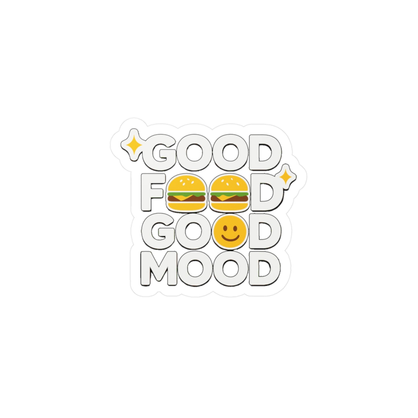 Burger Sticker - Good Food Good Mood Decals for Laptop or Water Bottle, Snack Appetite Craving Vinyl, Waterproof Burger Decor