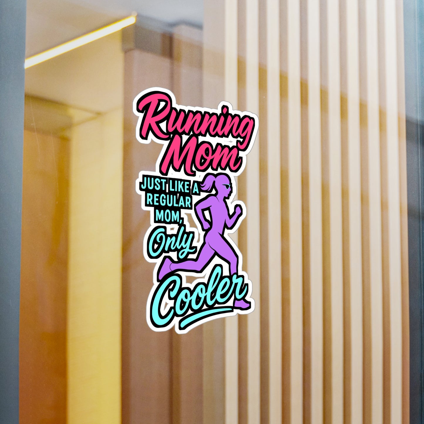Running Mom – Just Like a Regular Mom Only Cooler | Vinyl Running Sticker for Laptop or Water Bottle | Marathon Gift for Runners