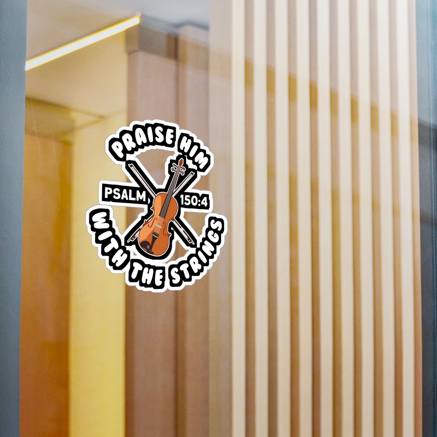 Praise Him With The Strings - Teacher Sticker for Laptop Sticker. Water Bottle Sticker, Vinyl Musical Decal - Teacher Gift