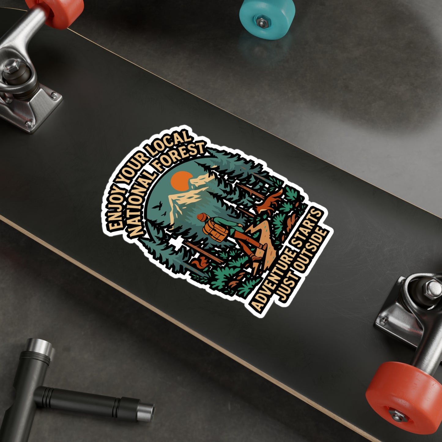 Enjoy Your Local National Forest - Hiking Sticker for Water Bottle, Laptop - Outdoor Adventure Gift for Hikers, Nature Lovers