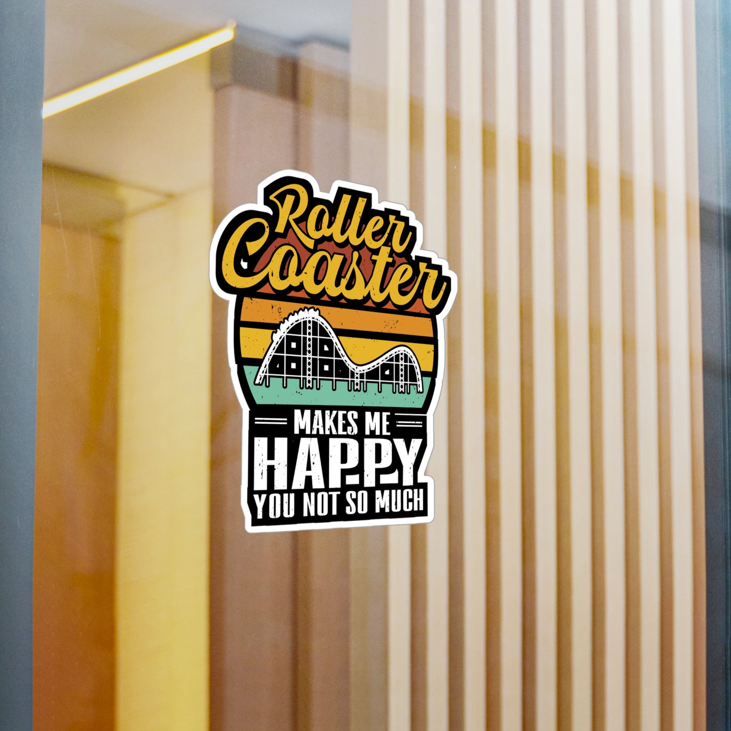 Rollercoaster Makes Me Happy - Adventure Sticker for Laptop Sticker. Water Bottle Sticker, Vinyl Roller Decal - Adventure Gift