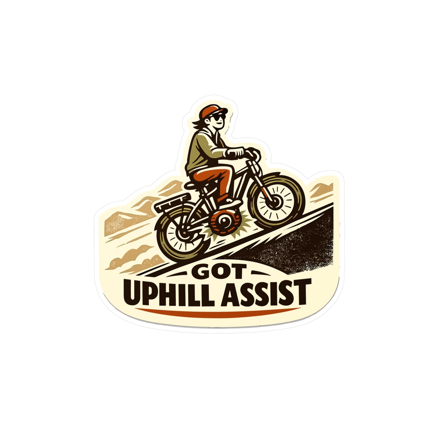 E-Bike Sticker Got Uphill Assist electric bike decal waterproof vinyl decals for laptop water bottle e cycling e cyclist style