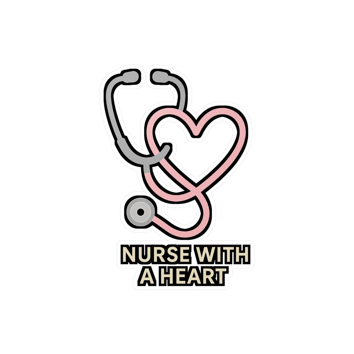 Nurse Sticker – Heart Shaped Stethoscope Design Decals for Laptop, Water Bottle, Cute Medicine & Healthcare Vinyl Accessory