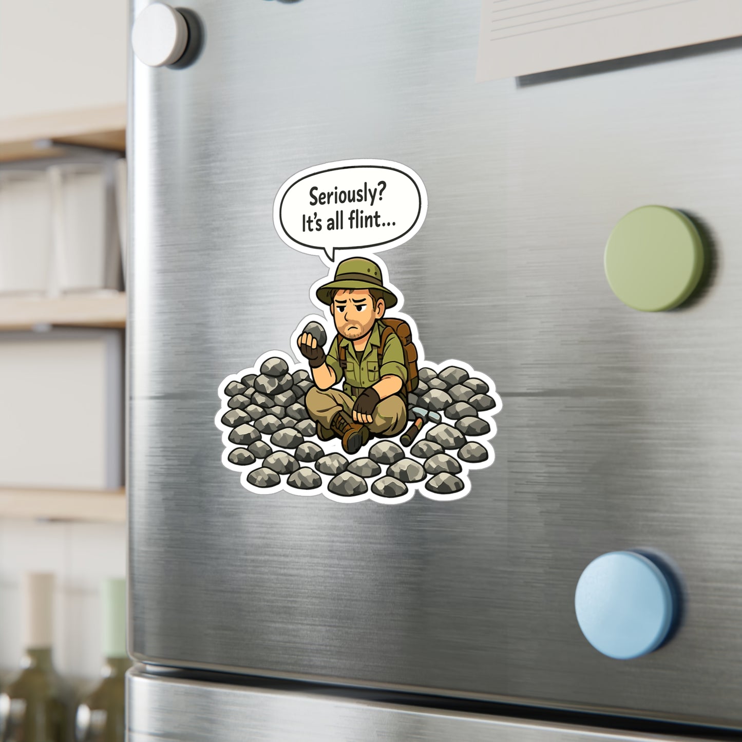 Geologie Sticker Seriously? It's all flint… Funny Geology Rocks Minerals Tectonics Vinyl Waterproof sticker decals for Laptop Water Bottle