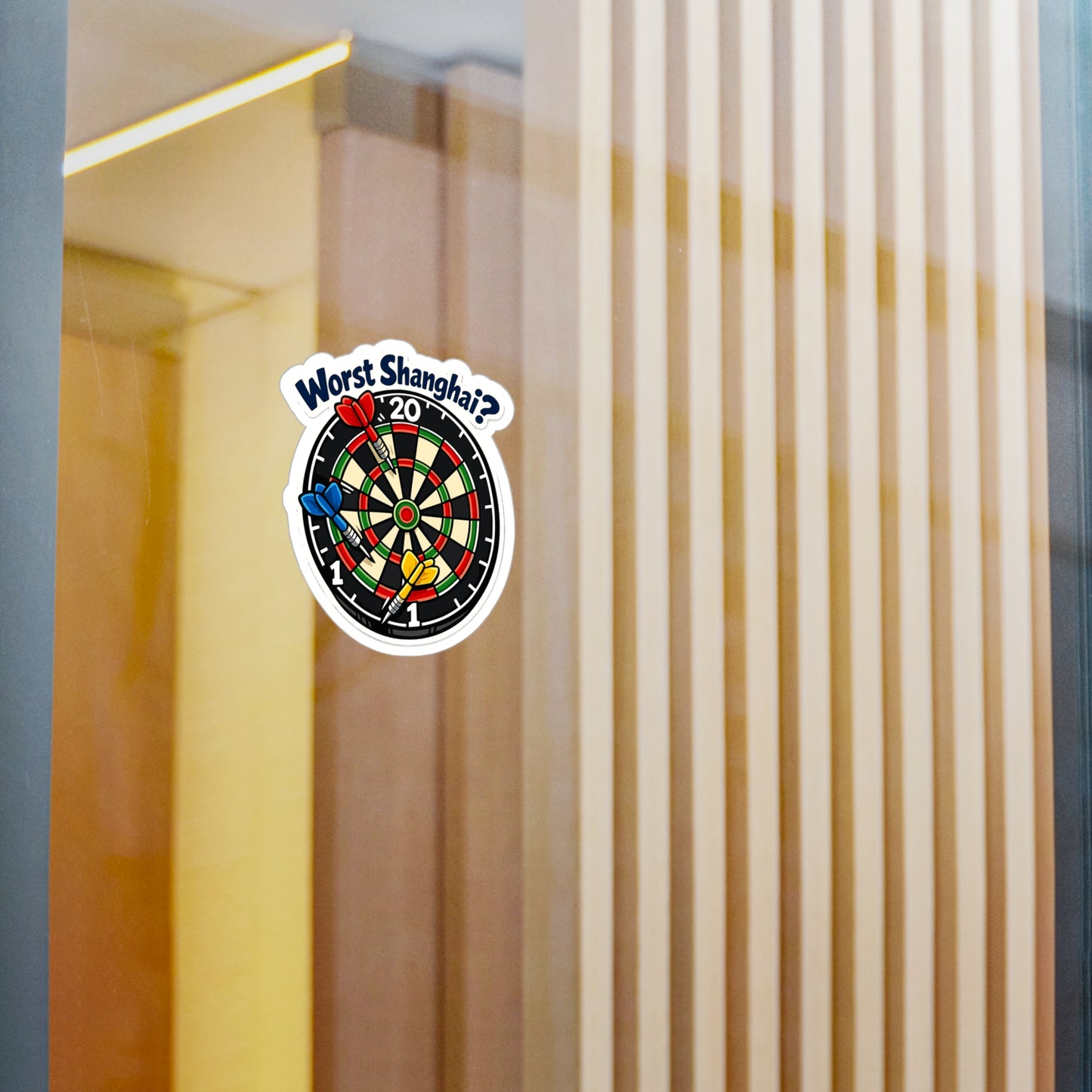 Dart Sticker "Worst Shanghai?" Funny Dartboard Drinking Team Arrow Design Vinyl Waterproof Decals for Laptop Water Bottle