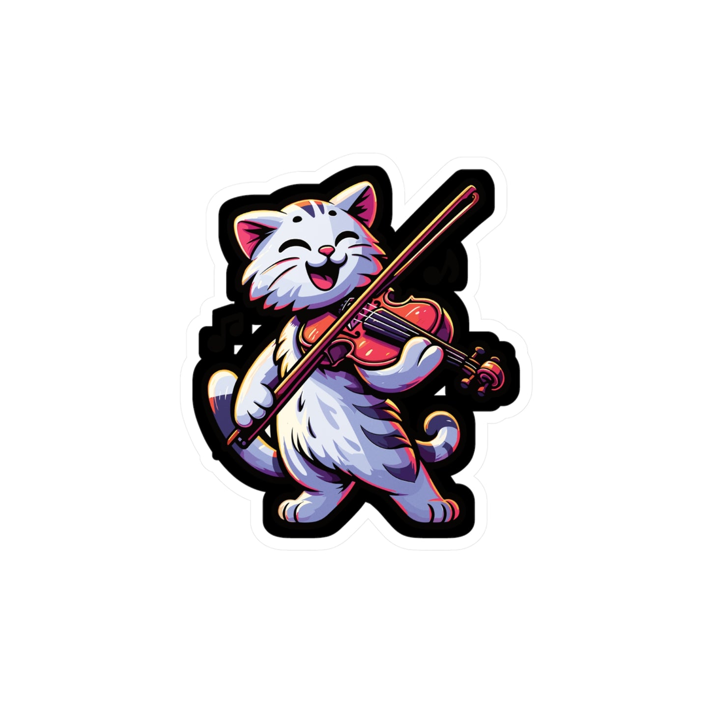 Musician Cat Violin - Violin Sticker for Car Window Laptop Sticker. Water Bottle Sticker, Vinyl Treble Decal, Pitch Sticker - Violin Gift