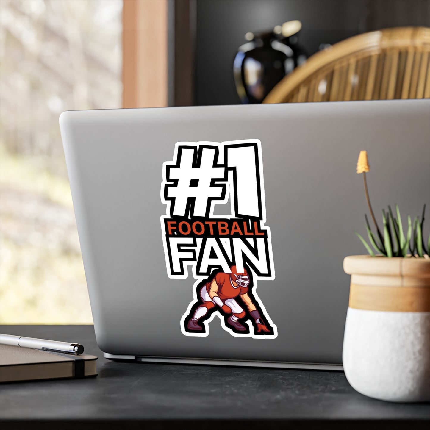 #1 Football fan - Rugby Sticker for Wall, Laptop, Window, Truck, Car Rugby Gift Vinyl Football Decal Sticker