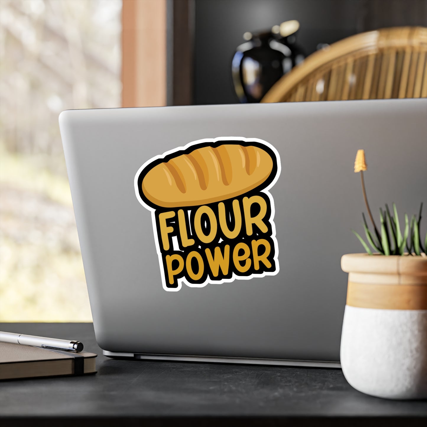 Flour power - Baker Sticker for Laptop, Wall, Window, Truck, Car Baker Gift Vinyl Bread lover Decal Sticker