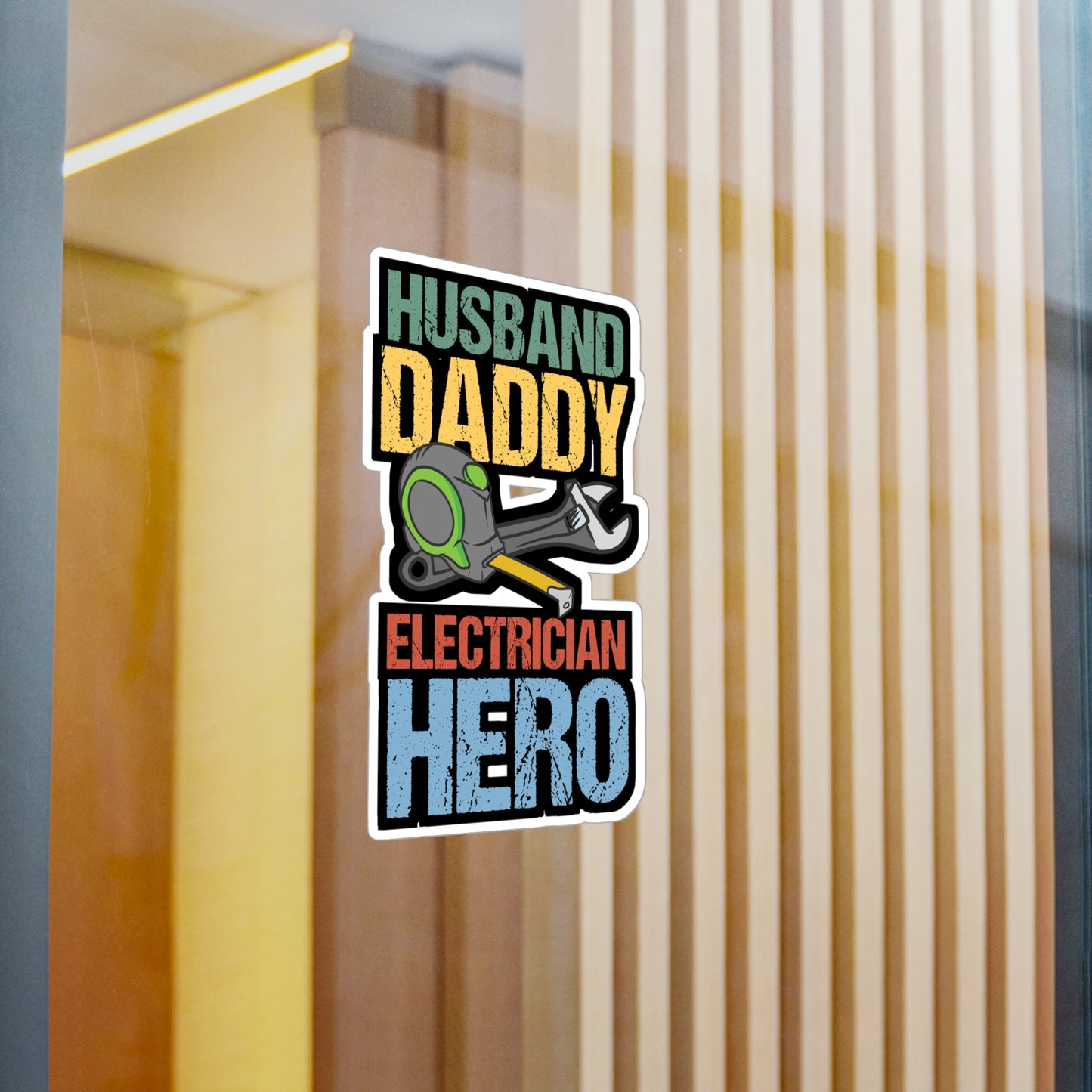 Husband Daddy Electrician Hero - Electrician Sticker for Laptop Sticker. Water Bottle Sticker, Vinyl Stripper Decal - Electrician Gift