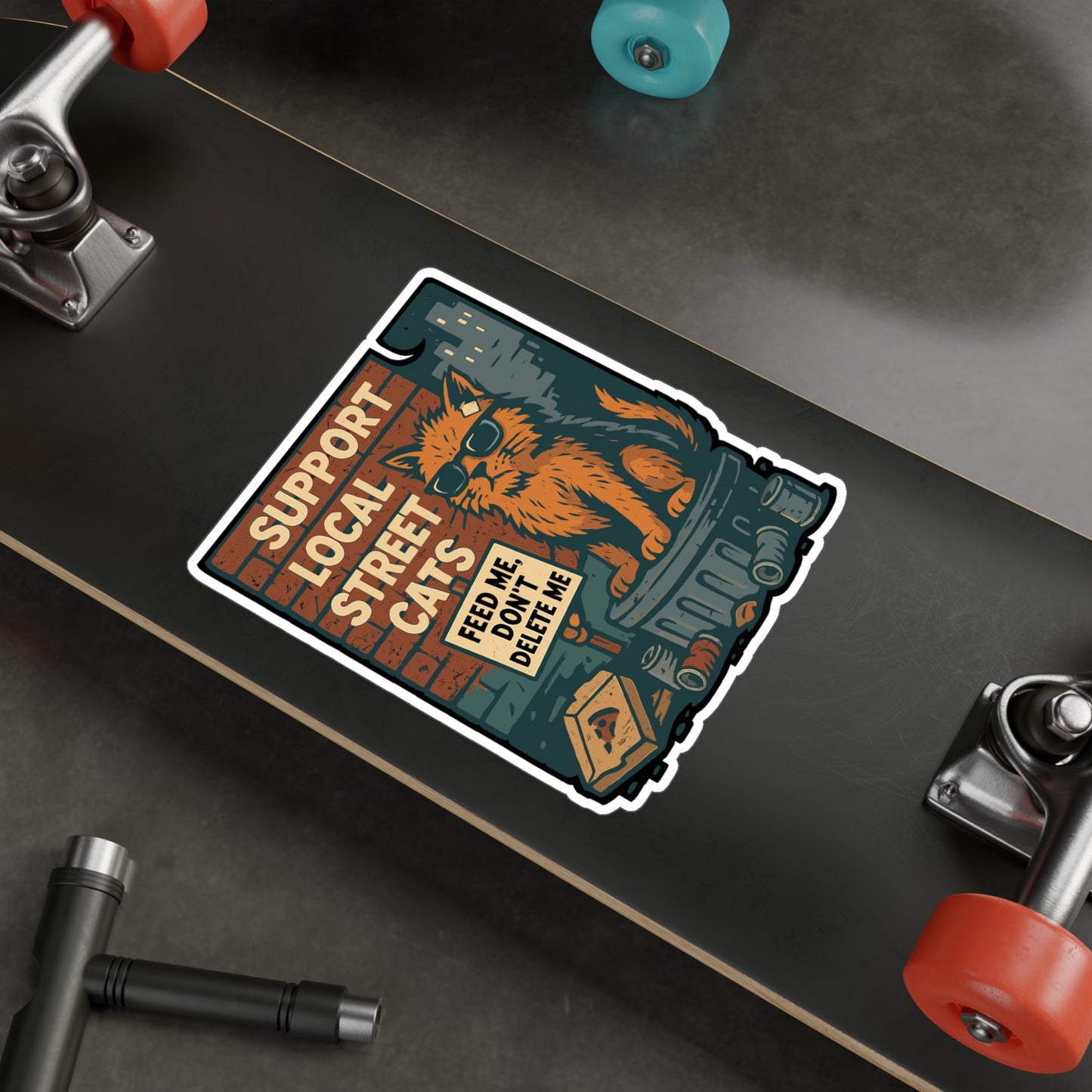 Support Local Street Cats - Street Cat Sticker for Laptop, Water Bottle, Cat Lovers Gift Idea, Cute Animal Decal