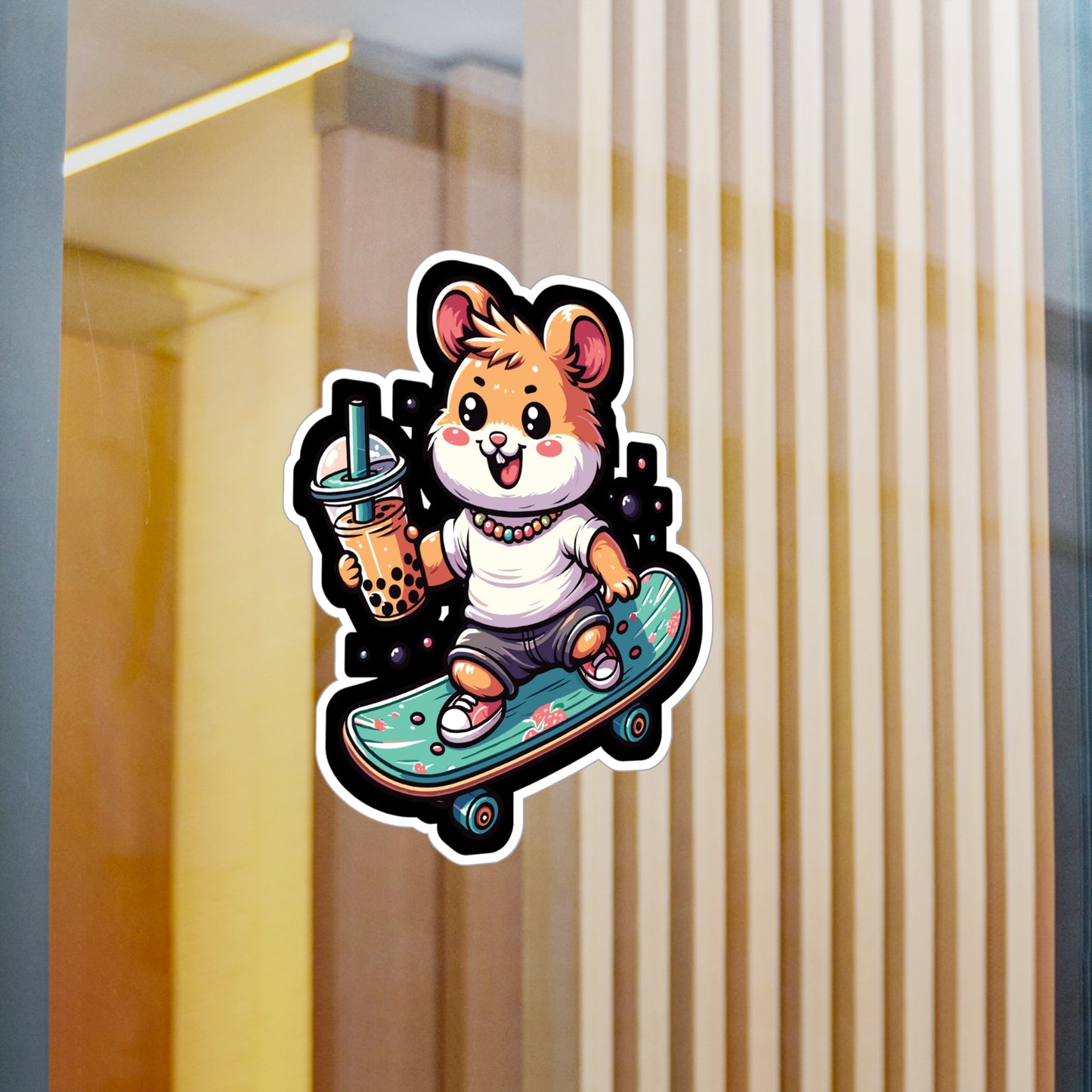 Skateboard Hamster - Hamster Sticker for Laptop Sticker. Water Bottle Sticker, Vinyl Skateboard Decal - Hamster Gift
