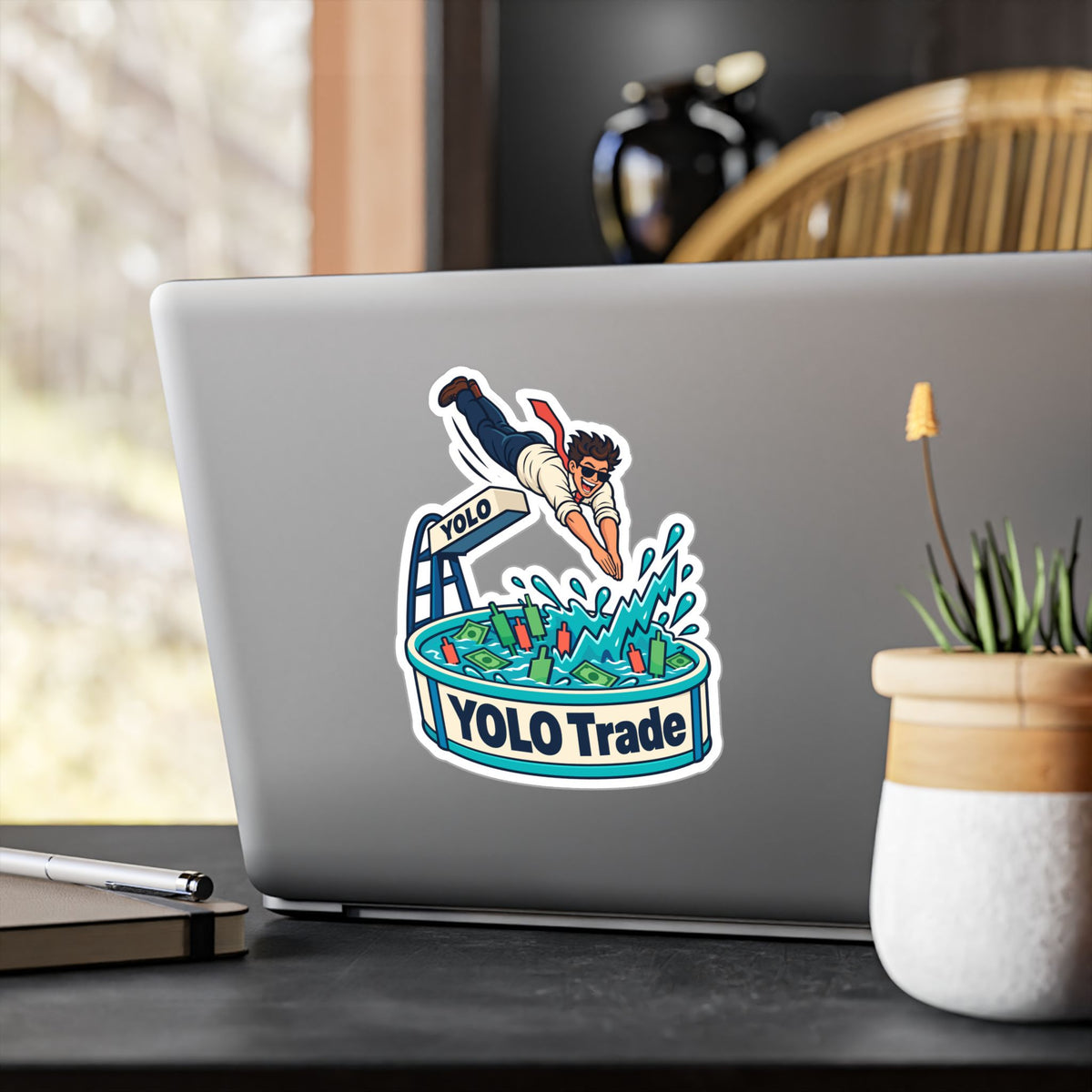 Day Trading Sticker - YOLO Trade Design for the Stock Market and Forex Trader, Laptop and Water Bottle Decals