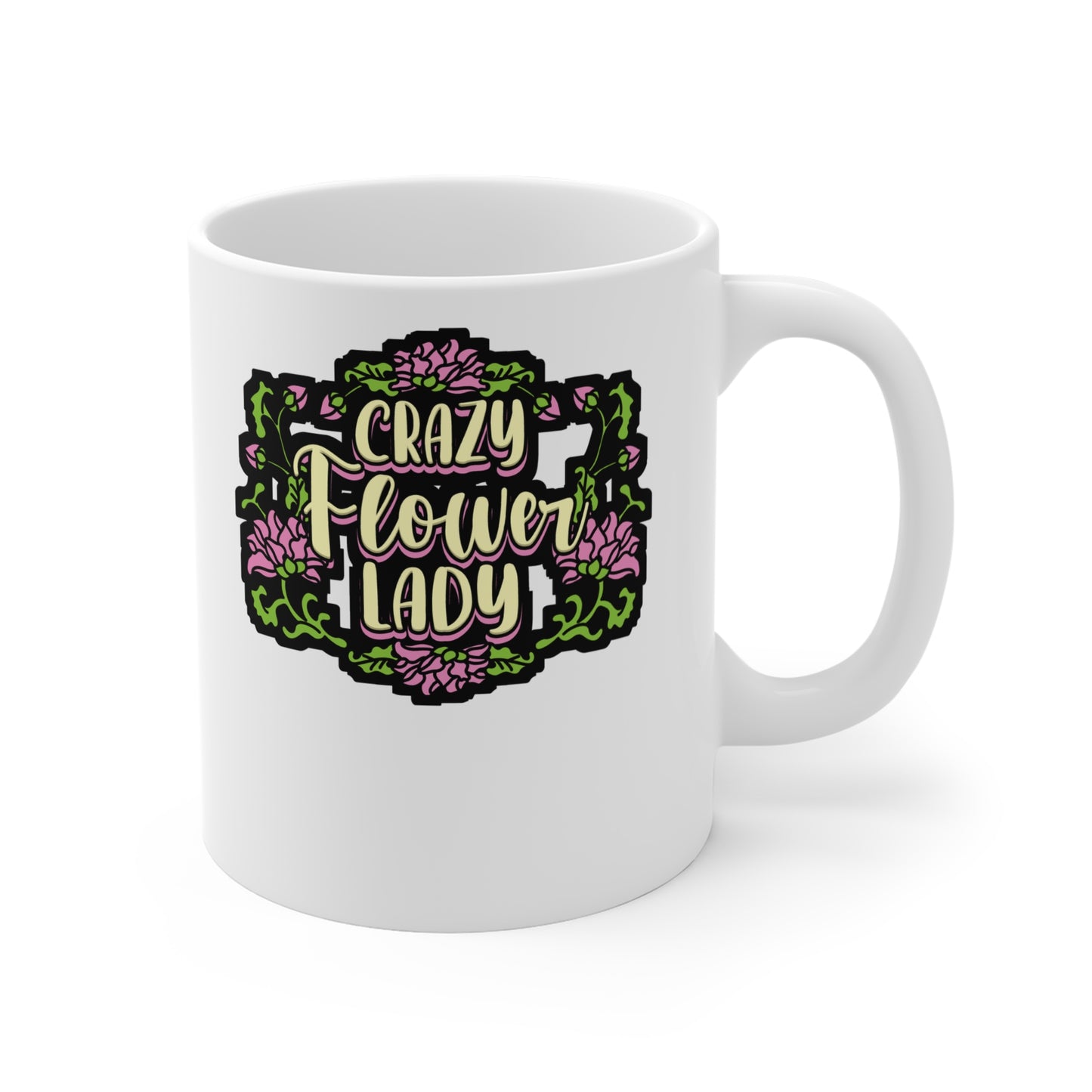 Crazy Flower Lady - Florists Mug for Coffee 11oz. Florists Cup, White ceramic, Gardening Mug, Spring Coffee Tea Cup - Florists Gift