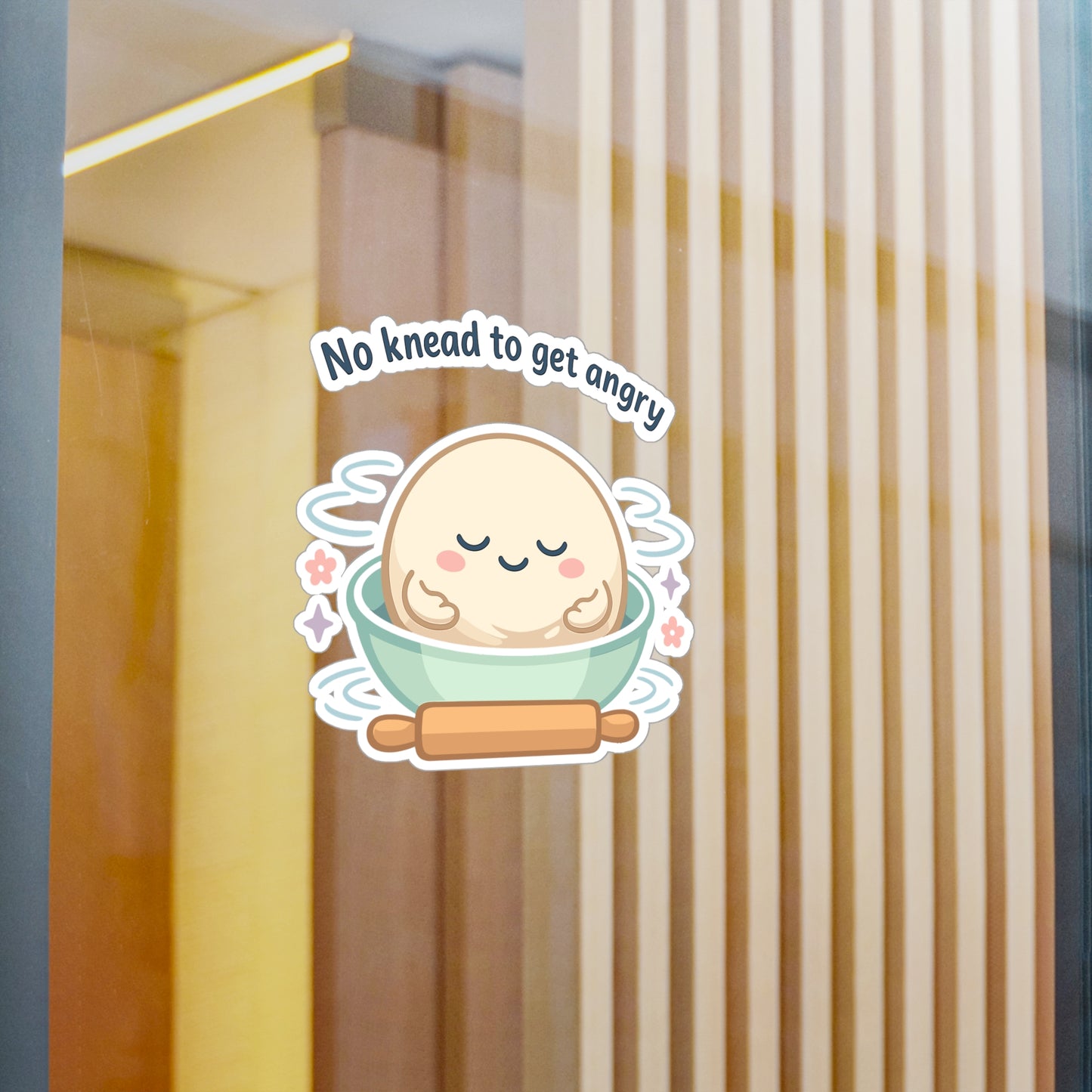 Baking Sticker 'No knead to get angry' funny sourdough baker soggy dough humor waterproof vinyl decals for Laptop Water Bottle
