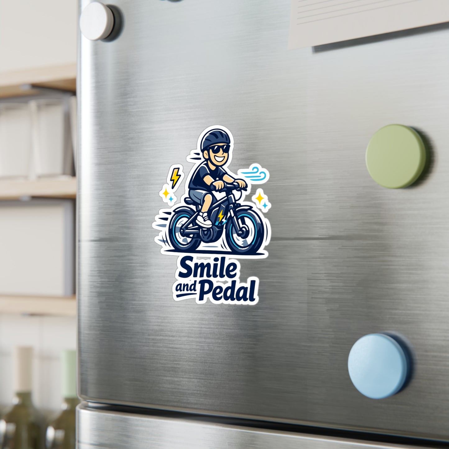 E-Bike Sticker Smile and Pedal Electric Bike Decals Waterproof Vinyl for Laptop Water Bottle E-Cyclist Gift
