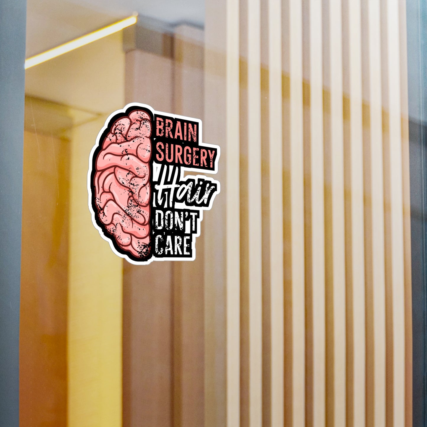 Brain Surgery Hair Don't Care - Brain-surgery Sticker for Laptop Sticker. Water Bottle Sticker, Vinyl Skull Decal - Brain-surgery Gift