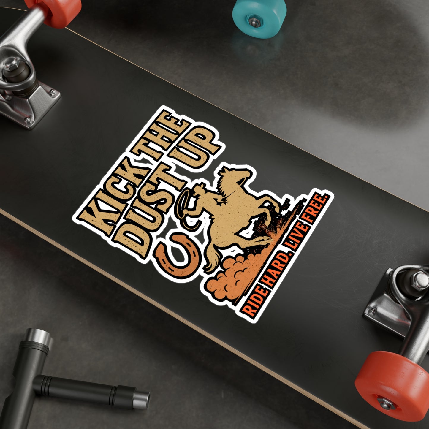 Kick The Dust Up – Cowboy Sticker for Car, Laptop, or Water Bottle | Western Vinyl Decal, Rodeo & Country Gift