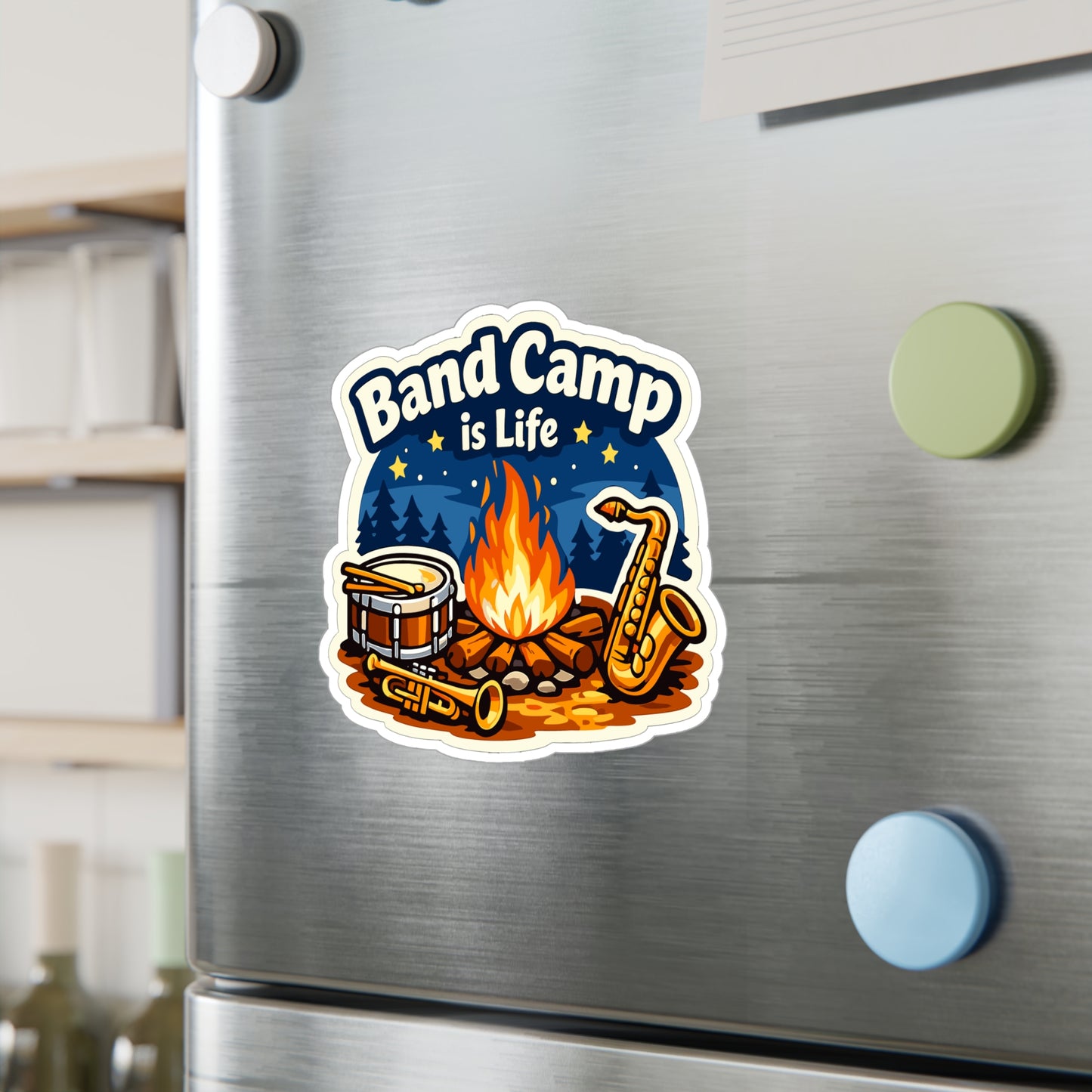 Marching Band Sticker Band Camp is Life Waterproof Vinyl Decals for Laptop Water Bottle, Drummer Band Director Mellophone Gift