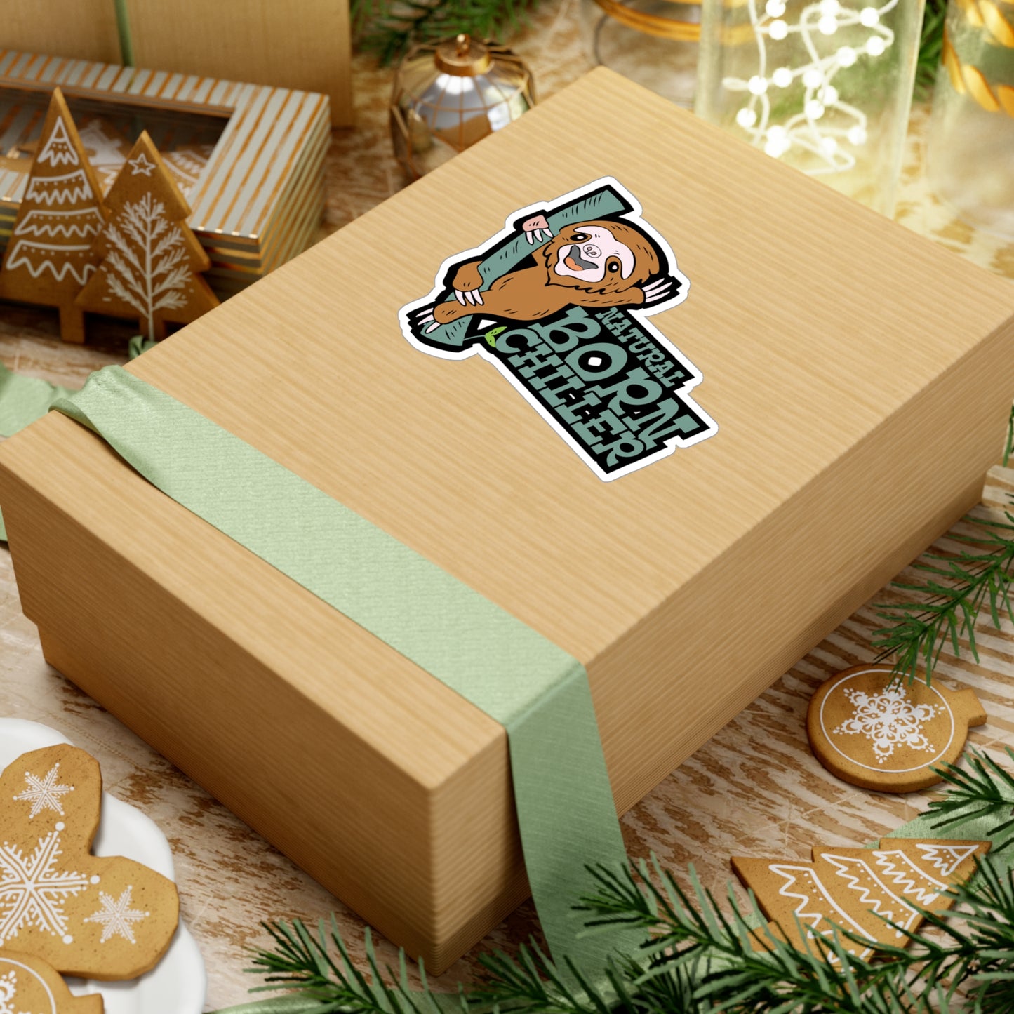 Natural Born Chiller - Sloth Sticker for Car Window Laptop Sticker. Water Bottle Sticker, Vinyl Cute Decal, Sloths Sticker - Sloth Gift