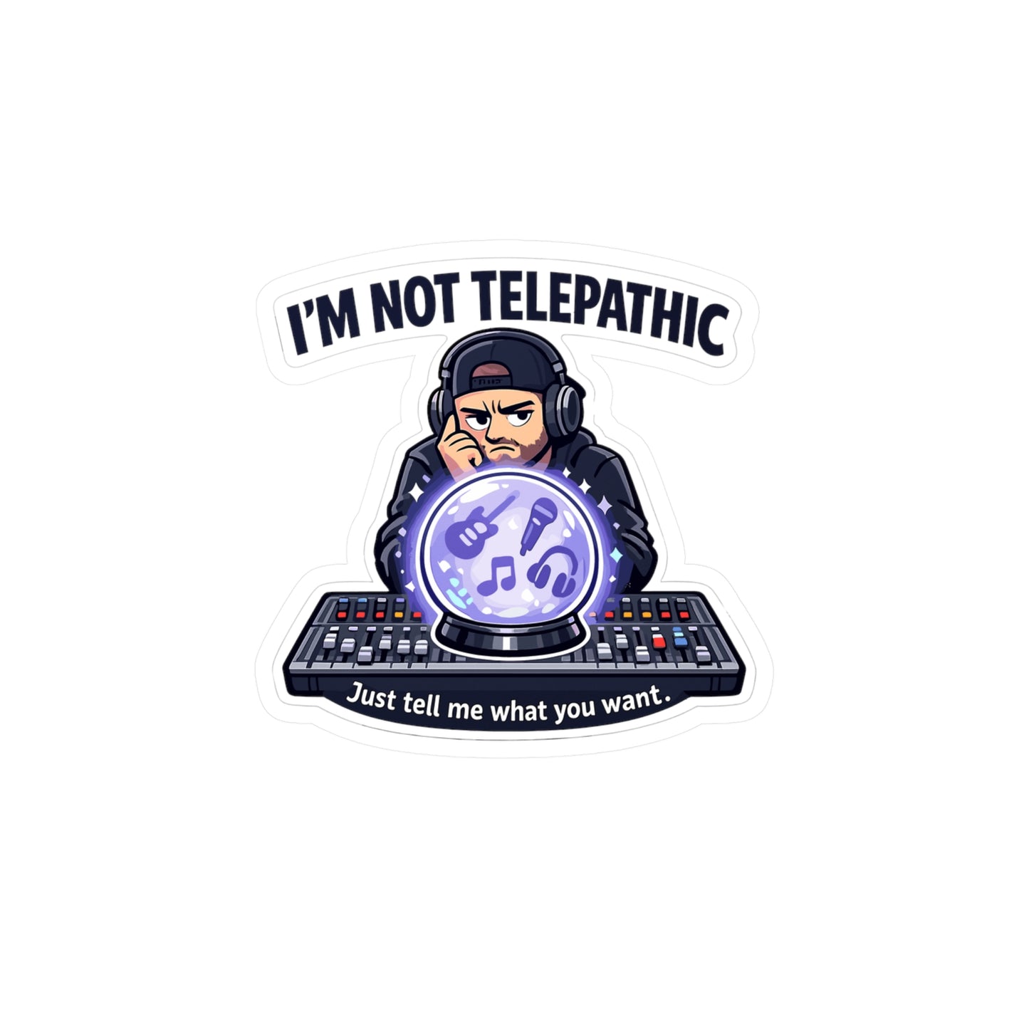 Audio Engineer Sticker I’m Not Telepathic Funny Sound Engineer Decals Waterproof Vinyl for Laptop Water Bottle Monitor Audio Technician