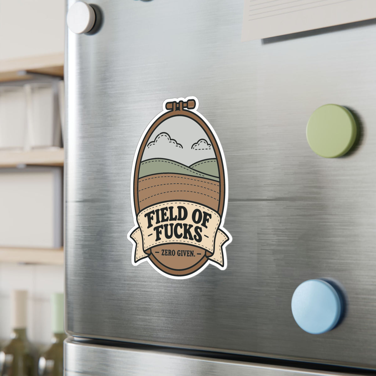 Embroidery Sticker - Field Of Fucks Design for Needlework and Stitching Fans, Crafting Decals for Laptop or Water Bottle