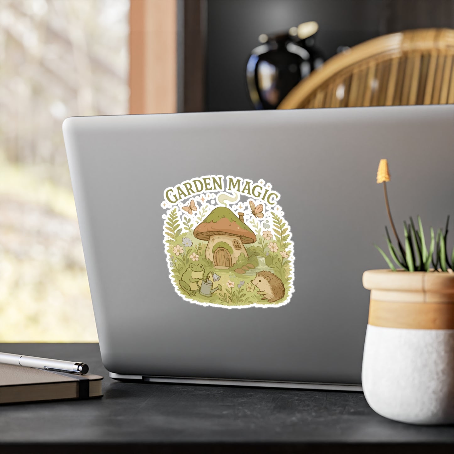 Whimsical Sticker "Garden Magic" Decals– Dreamy Fairytale Mushroom Waterproof Vinyl for Laptop, Water Bottle