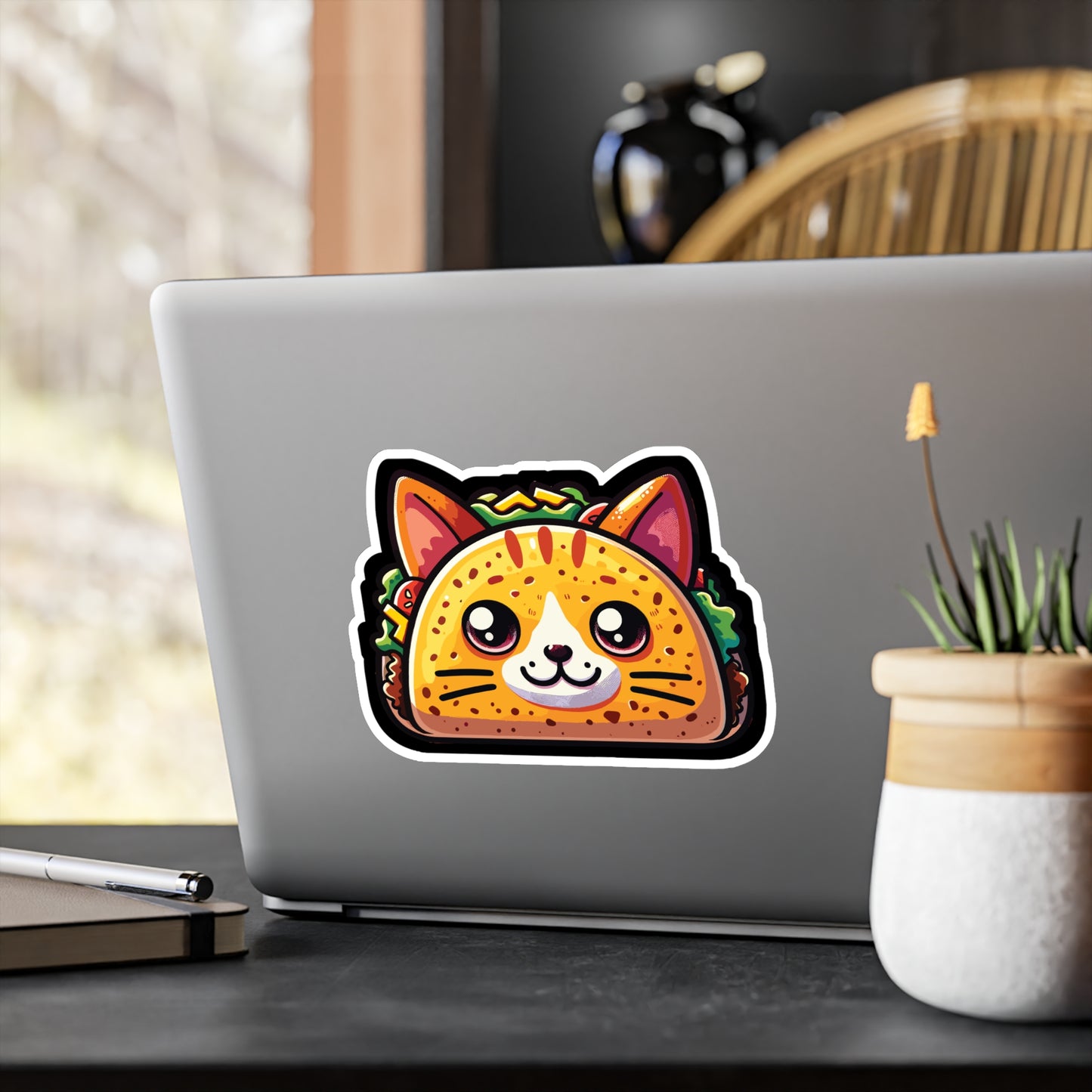 Taco Cat Mexican Food - Tacos Sticker for Car Window Laptop Sticker. Water Bottle Sticker, Vinyl Mexican Decal, Foodie Sticker - Tacos Gift