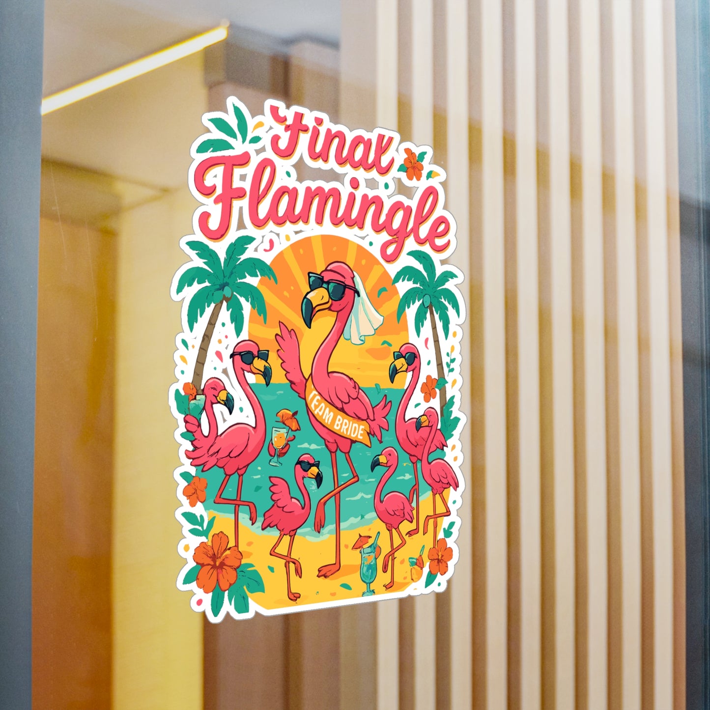 Flamingo Sticker – Final Flamingle Tropical Decals for Laptop, Water Bottle, Sunset Beach Vinyl Waterproof Stickers