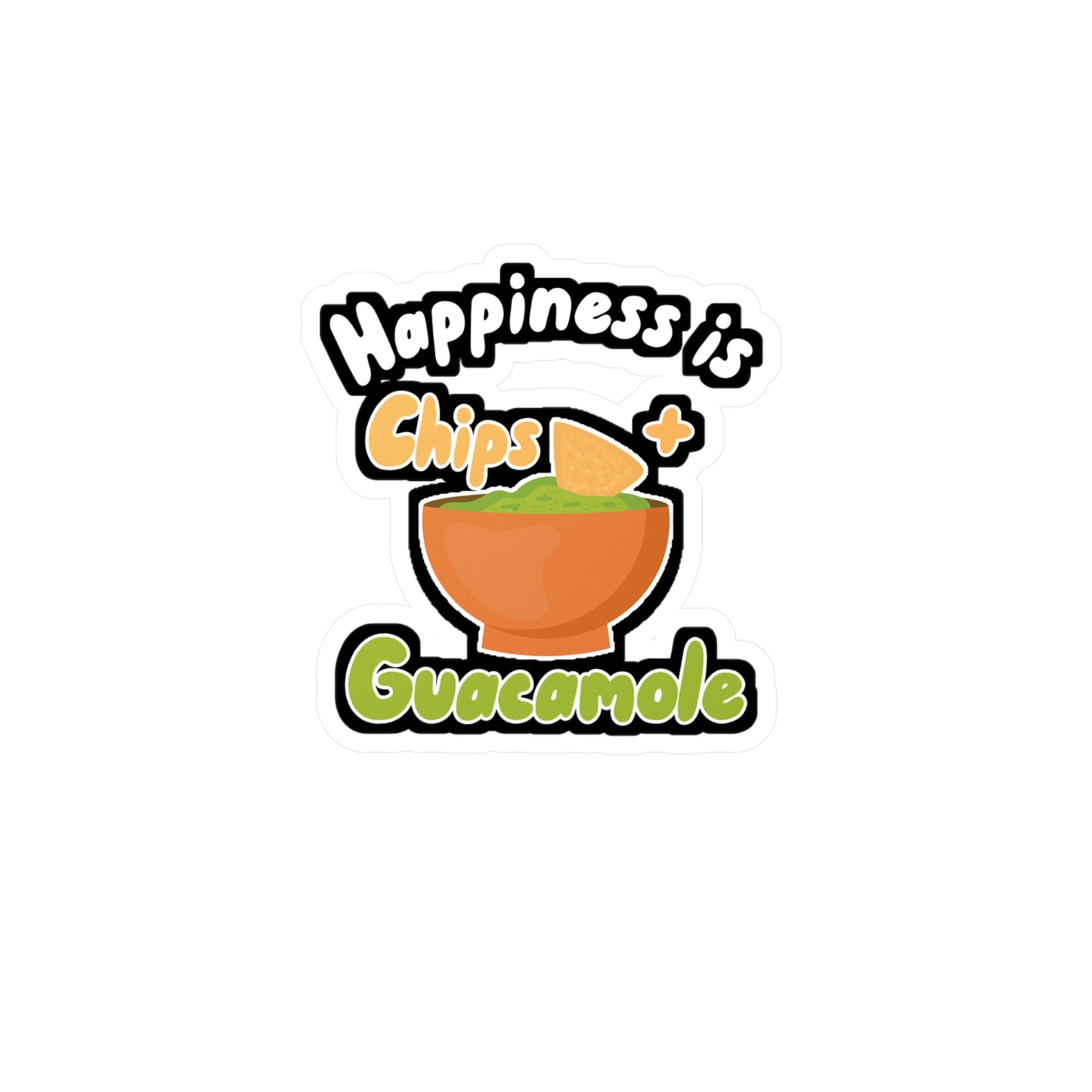 Happiness is Chips + Guacamole - Avocado Sticker for Wall, Laptop, Window, Truck, Car Avocado Gift Vinyl Food Decal Sticker
