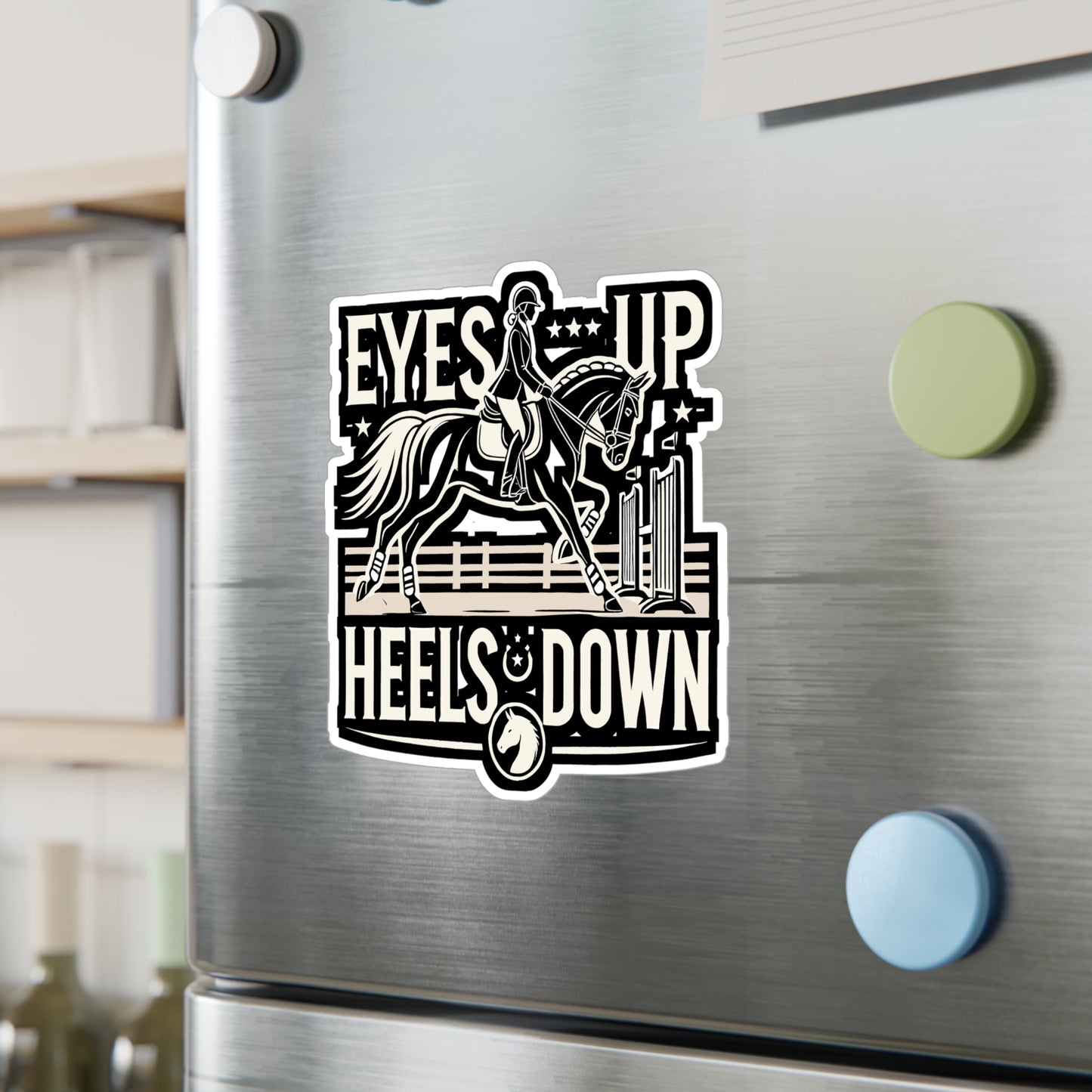 Eyes Up Heels Down - Equestrian Sticker for Laptop Sticker. Water Bottle Sticker, Vinyl Horseback riding Decal - Equestrian Gift