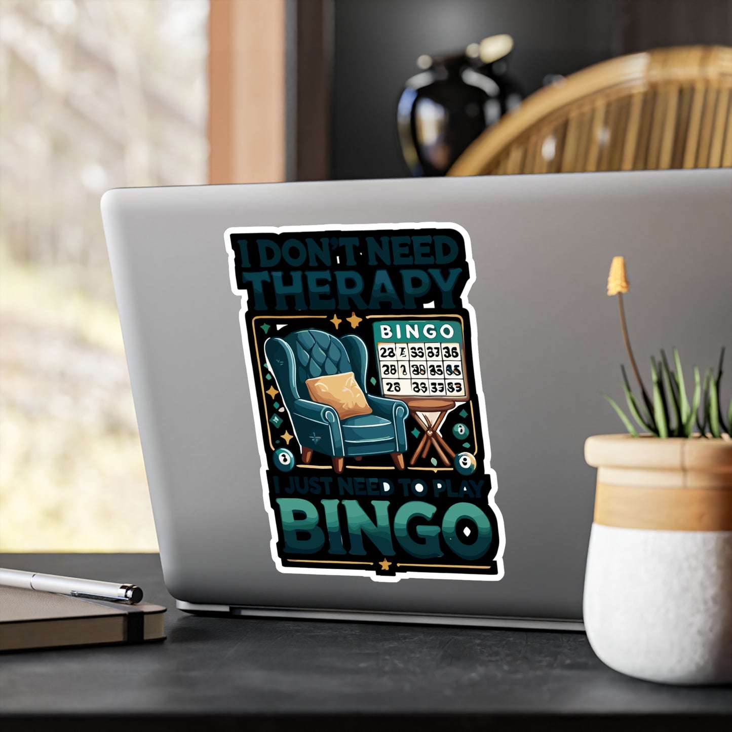I Don't Need Therapy I Just Need To Play Bingo - Bingo Sticker for Laptop Sticker. Water Bottle Sticker, Vinyl Caller Decal - Bingo Gift