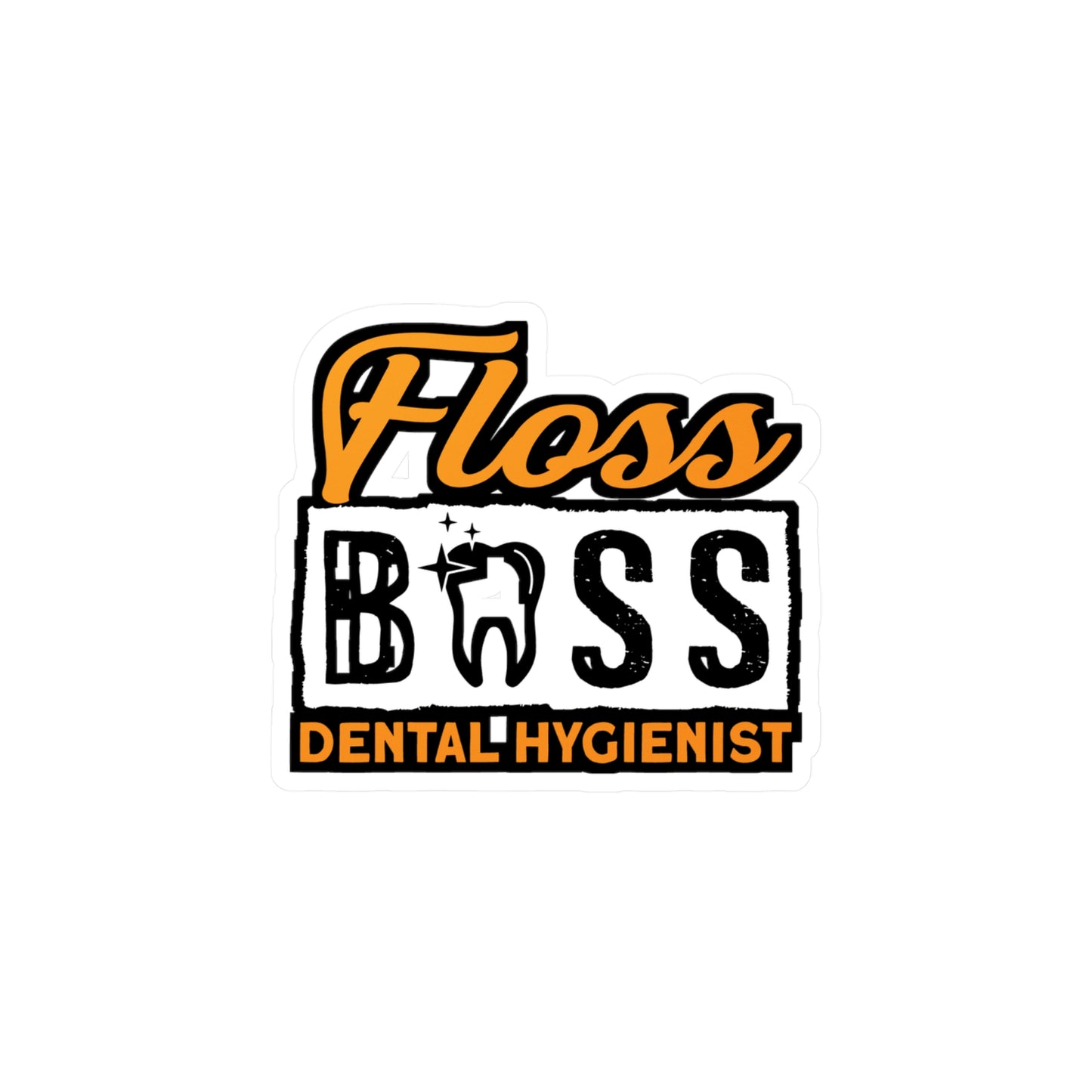 Floss Boss - Dentist Sticker for Car Window Laptop Sticker. Water Bottle Sticker, Vinyl Teeth Decal, Tooth Sticker - Dentist Gift