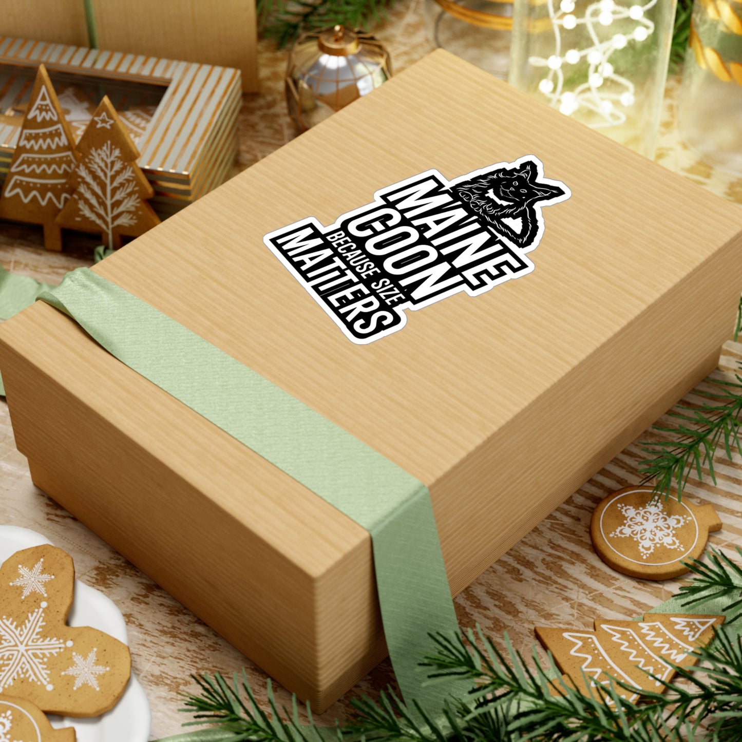 Maine Coon Because Size Matter - Cat Sticker for Wall, Laptop, Window, Truck, Car Cat Gift Vinyl Maine coon Decal Sticker