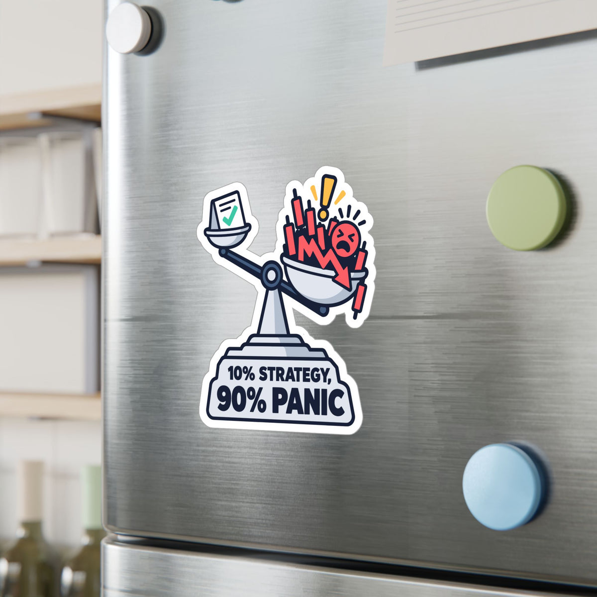 Day Trading Sticker - 10% Strategy, 90% Panic - Funny Stock Market and Forex Trader Decals for Laptop or Water Bottle